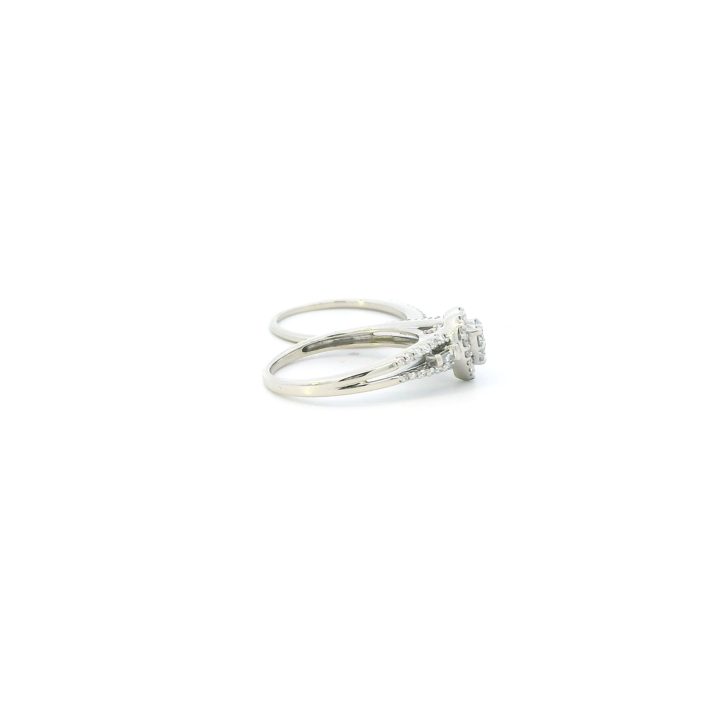 14K White Gold Diamond Womens Engagement & Wedding Ring Set - 0.46ct