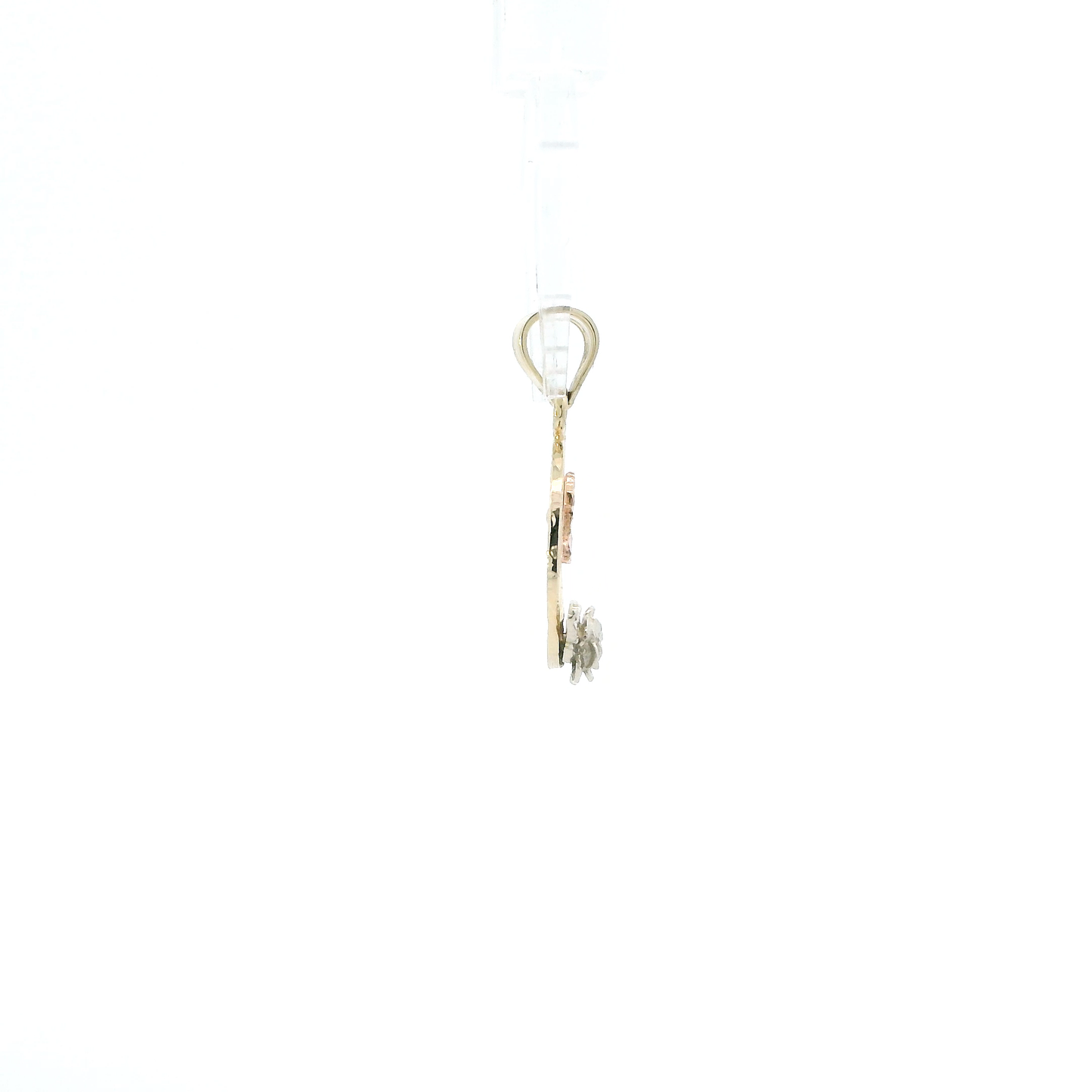 14K Tri Color Gold Round "15" Flower Pendant