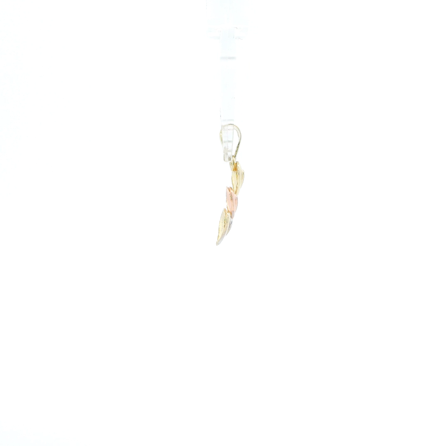 14K Tri Color Gold Diamond Cut Heart Pendant