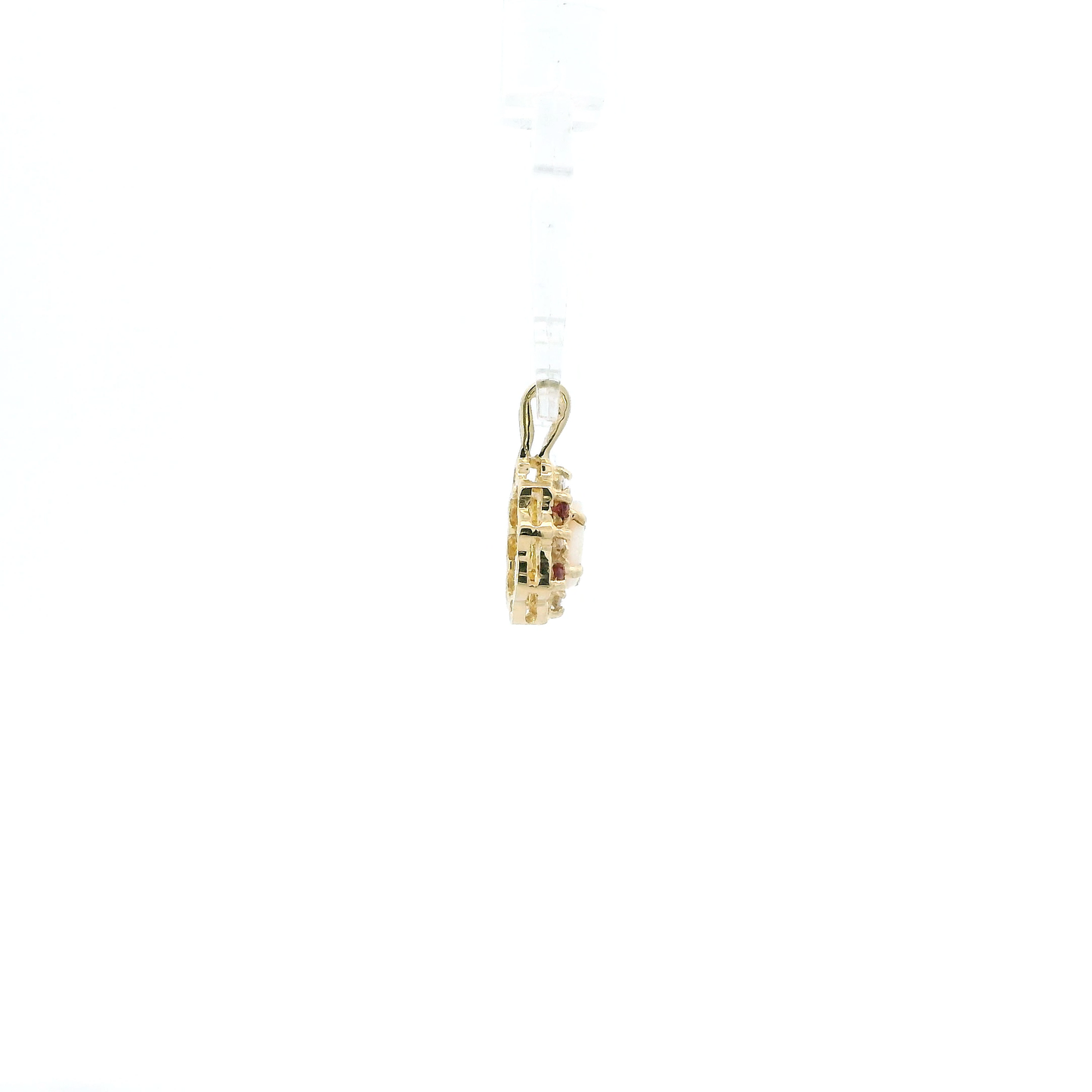 14K Yellow Gold Opal & Ruby Oval Pendant