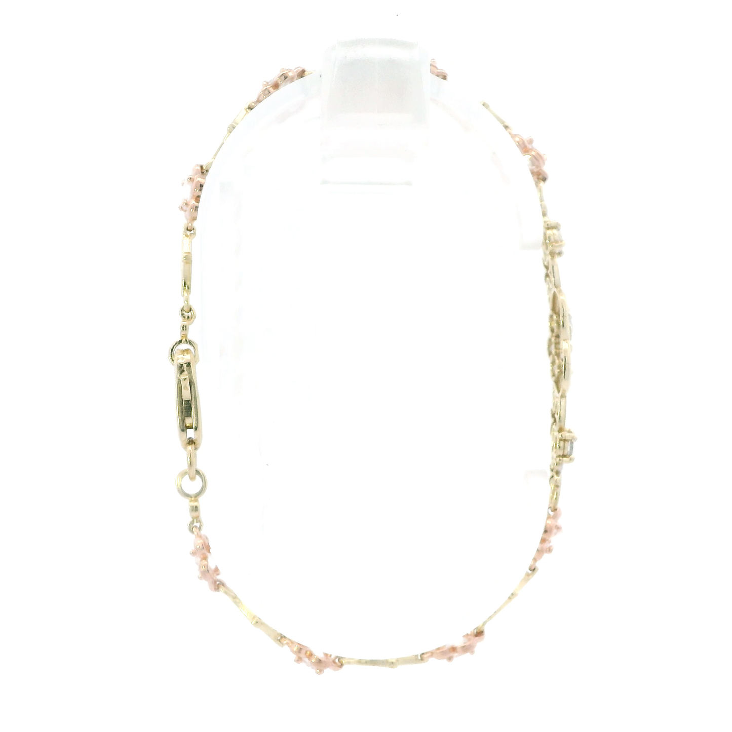 10K Tri Color Gold 7.25" 15 Anos Heart & Floral Design Bracelet