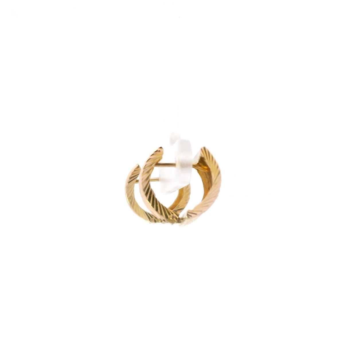 14K Yellow Gold Diamond Cut Textured Star Huggie Earrings