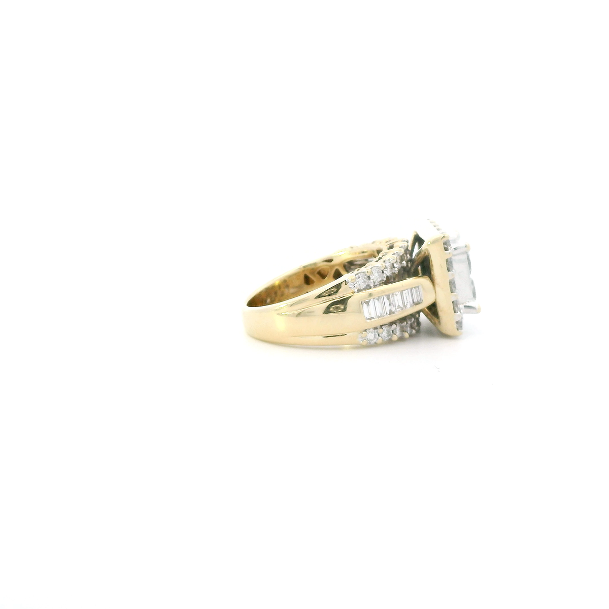 14K Yellow Gold Square Diamond Womens Ring - 2.44ct