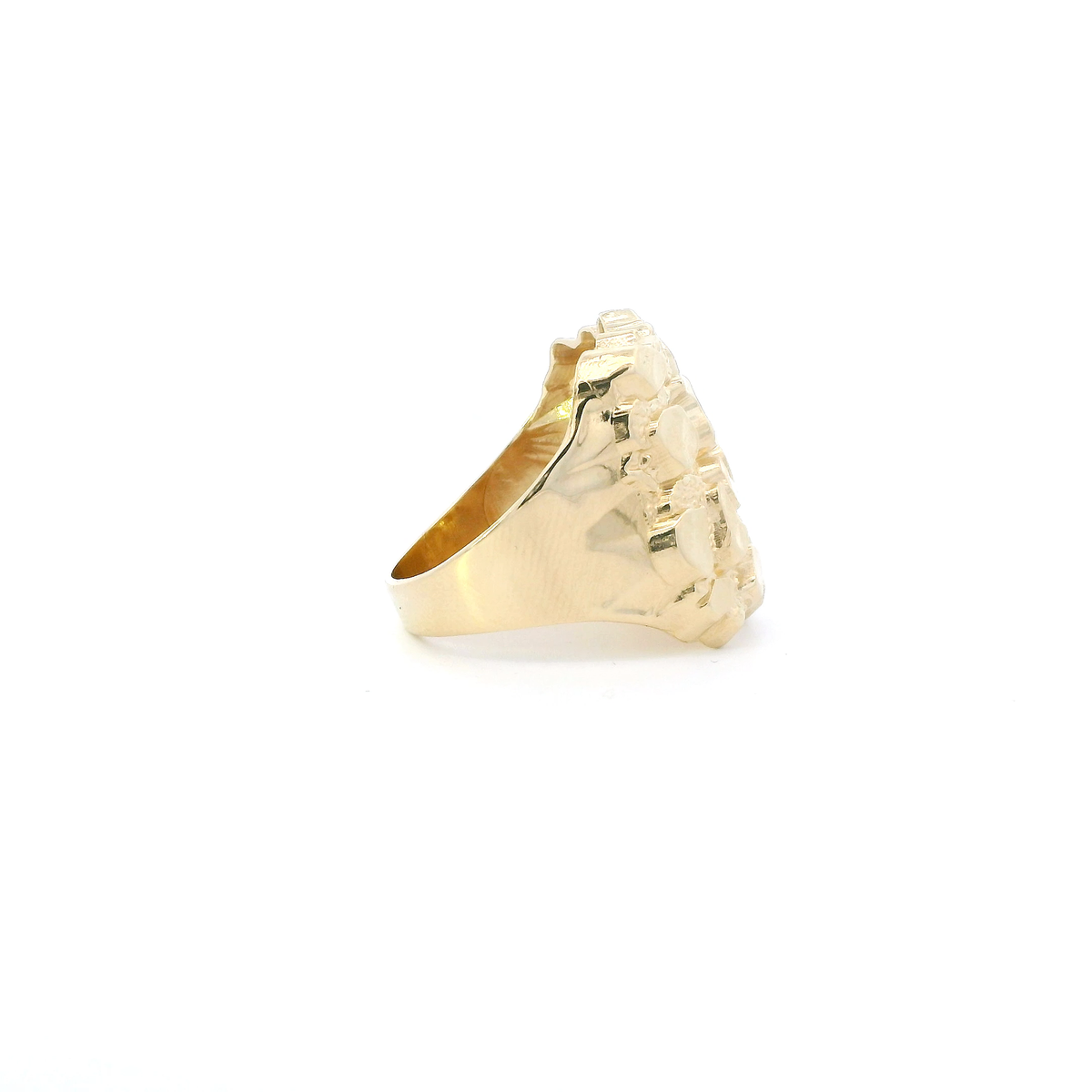 14K Yellow Gold Nugget Mens Ring