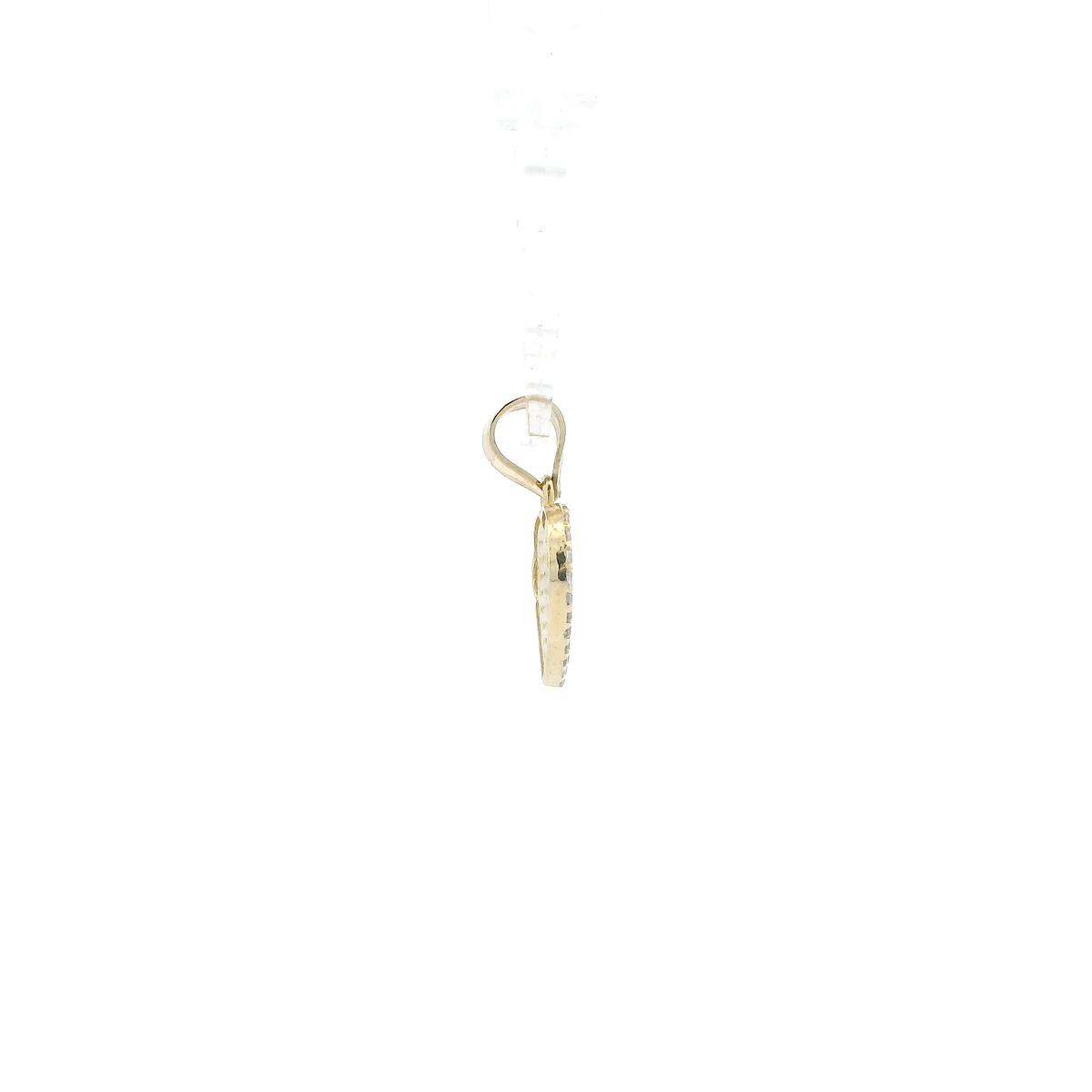 10K Yellow Gold Pave Pink & Clear Heart Pendant