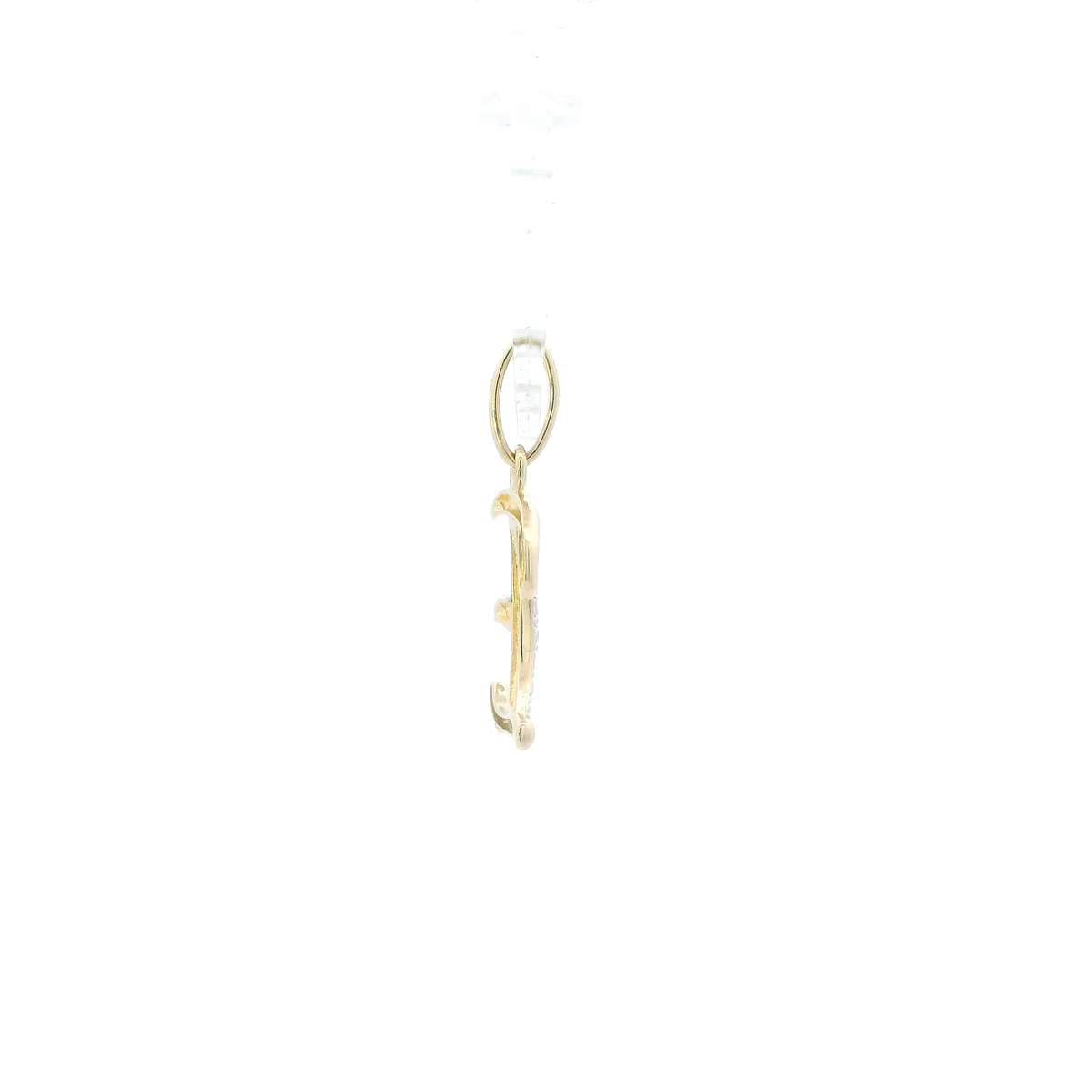14K Yellow Gold Diamond Cut Letter "E" Pendant