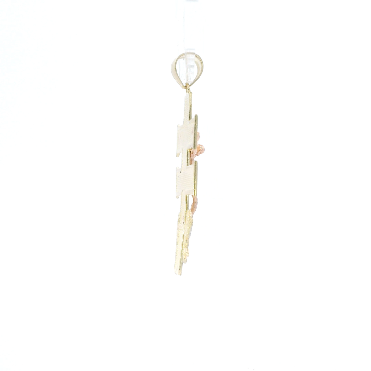 10K Tri Color Gold "Caravaca" Double Cross Pendant