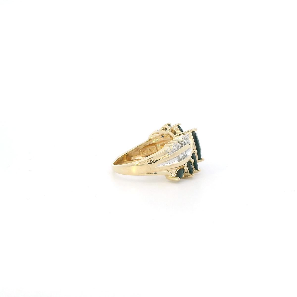 10K Yellow Gold Dark Blue Sapphire & Diamond Womens Ring