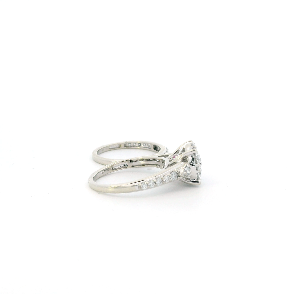 10K White Gold Lab Grown Diamond & Ruby Womens Engagement & Wedding Ring Set - 1.41ct