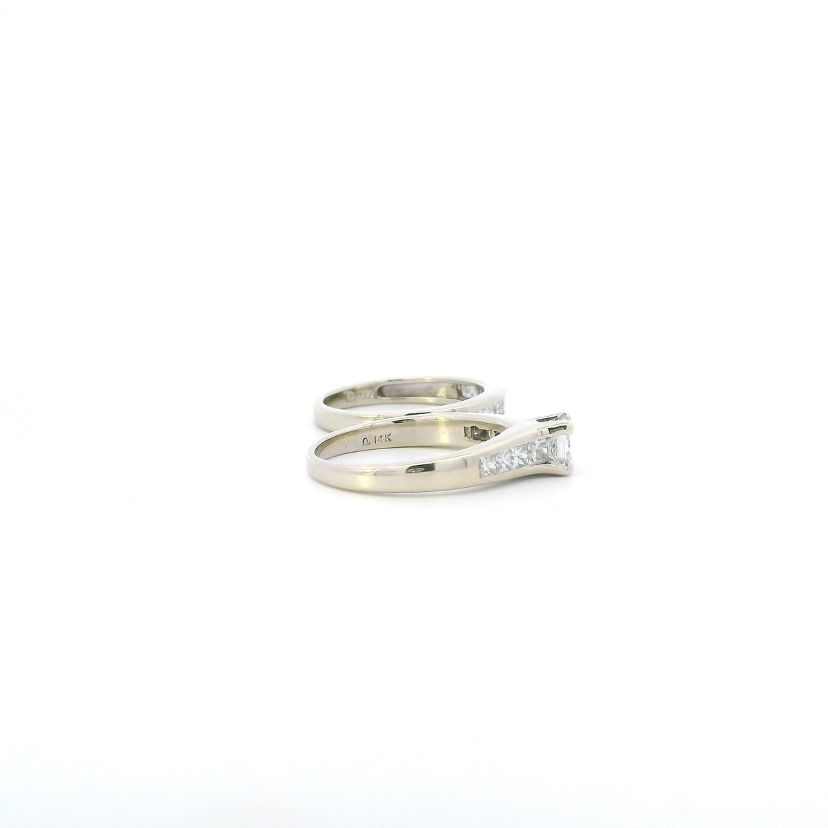 14K White Gold Diamond Womens Engagement & Wedding Ring Set - 2.25ct