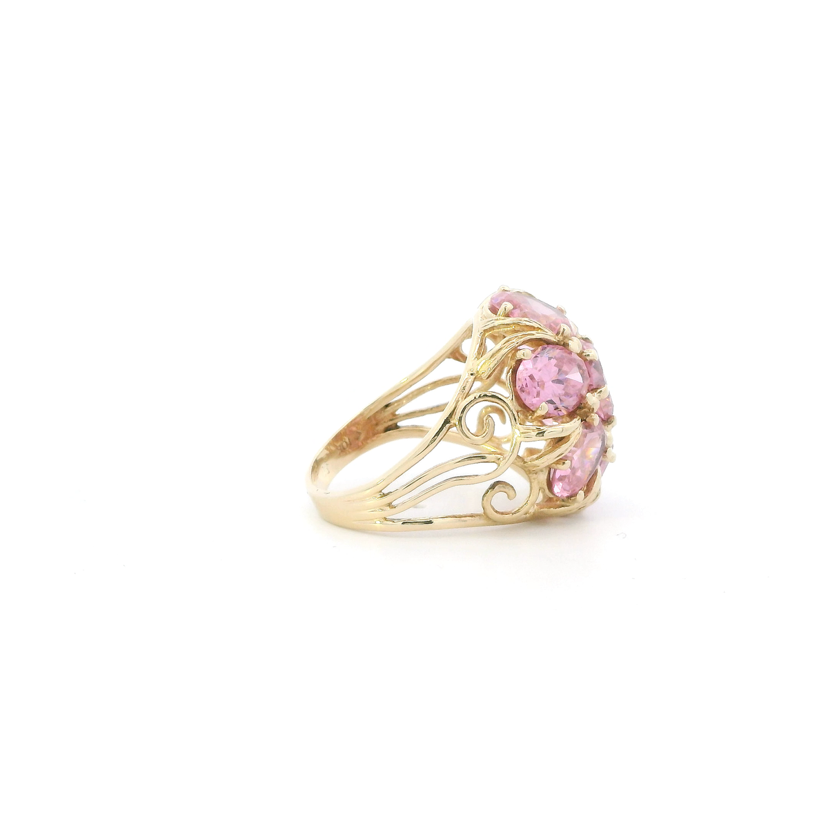 10K Yellow Gold Pink Tourmaline Womens Ring