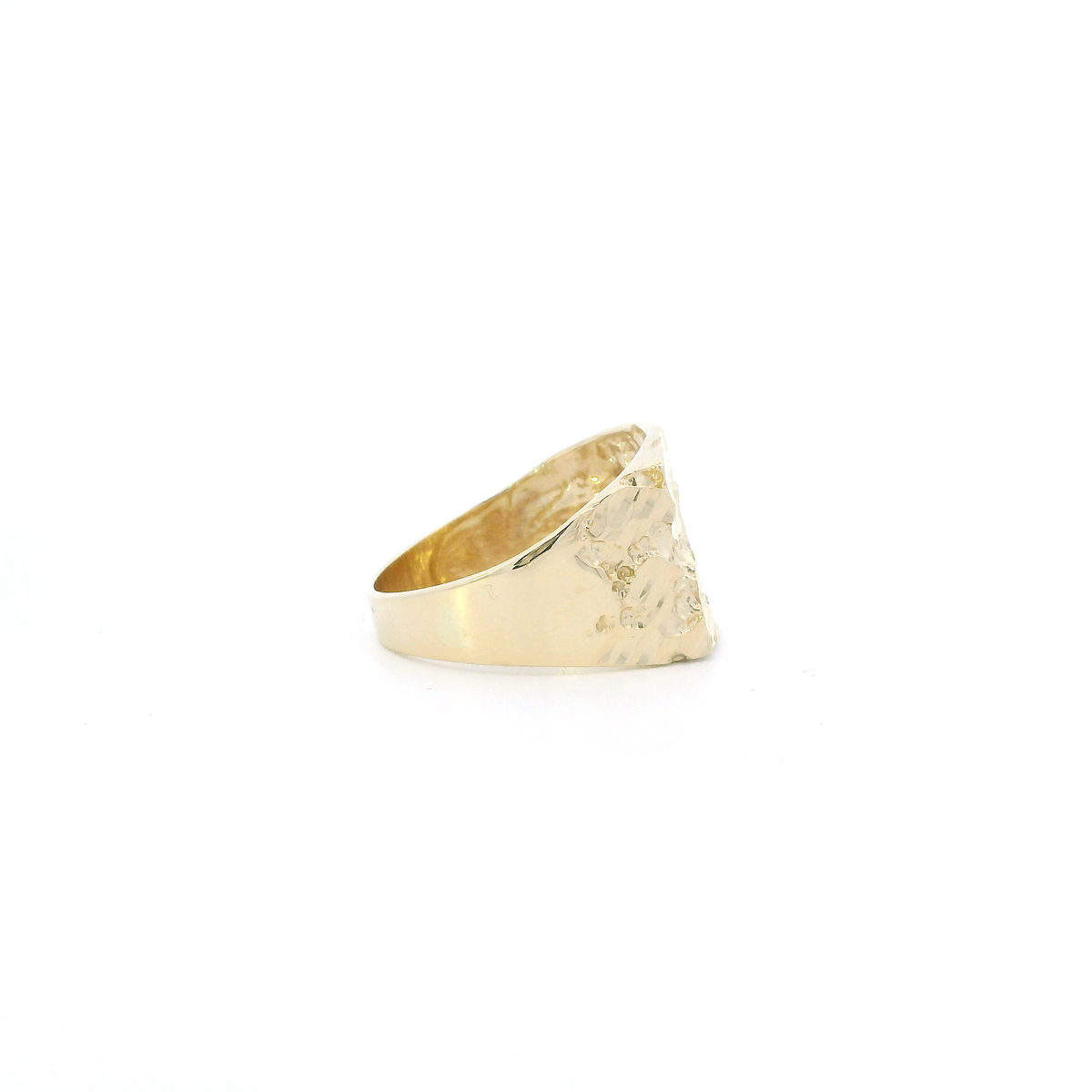 14K Yellow Gold Nugget Mens Ring
