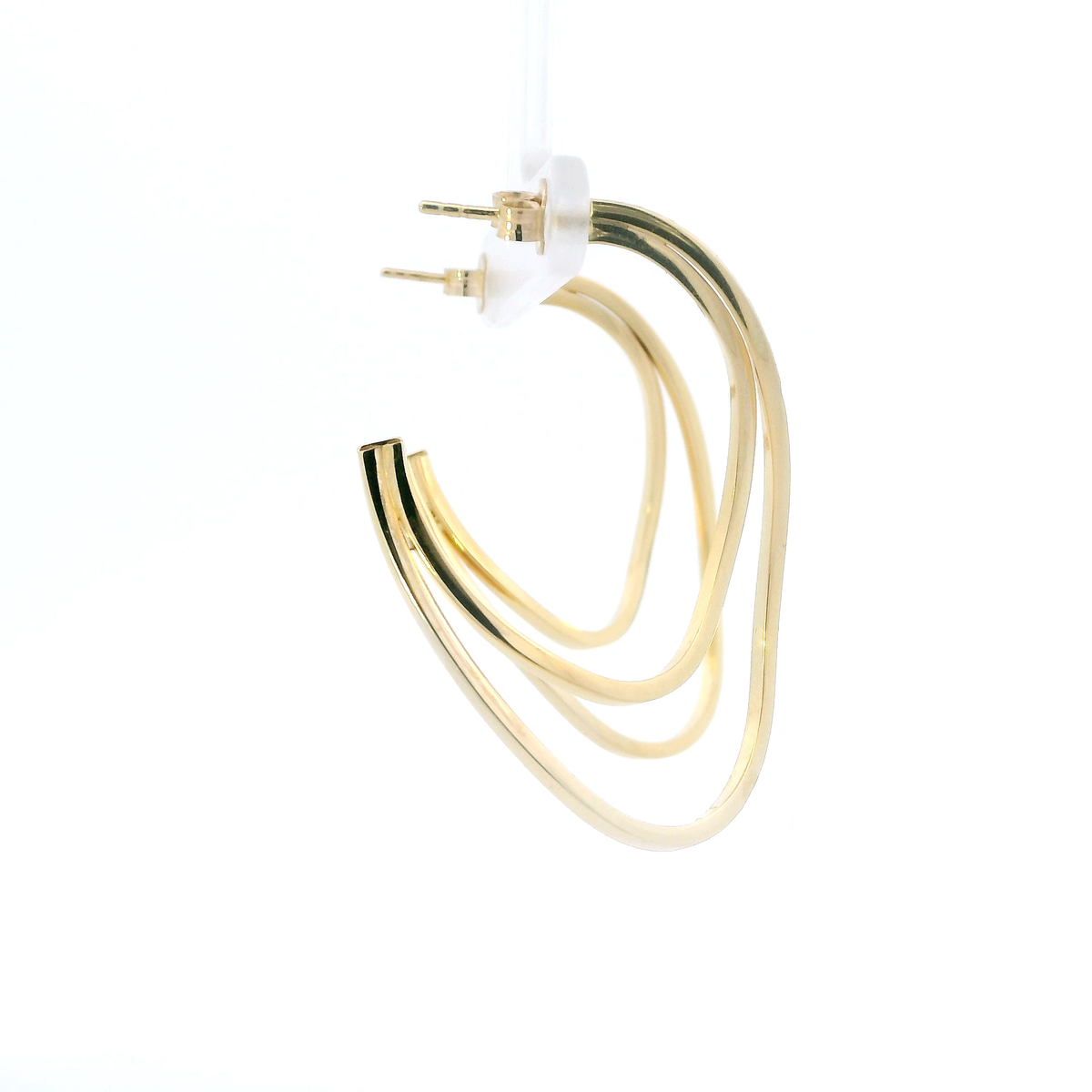 10K Yellow Gold Diamond Cut Wavy Hoop Earrings
