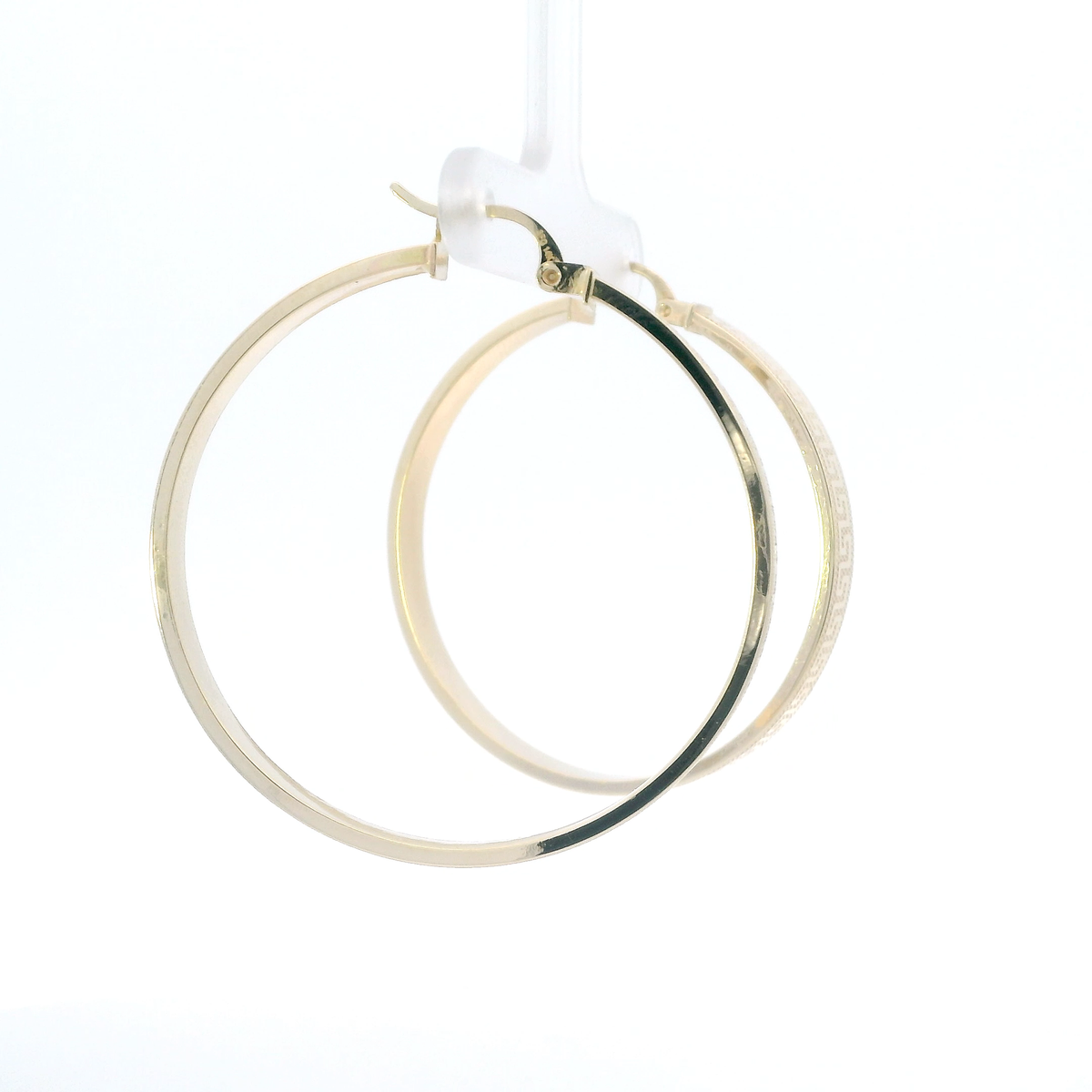 14K Yellow Gold Greek Design Hoop Earrings