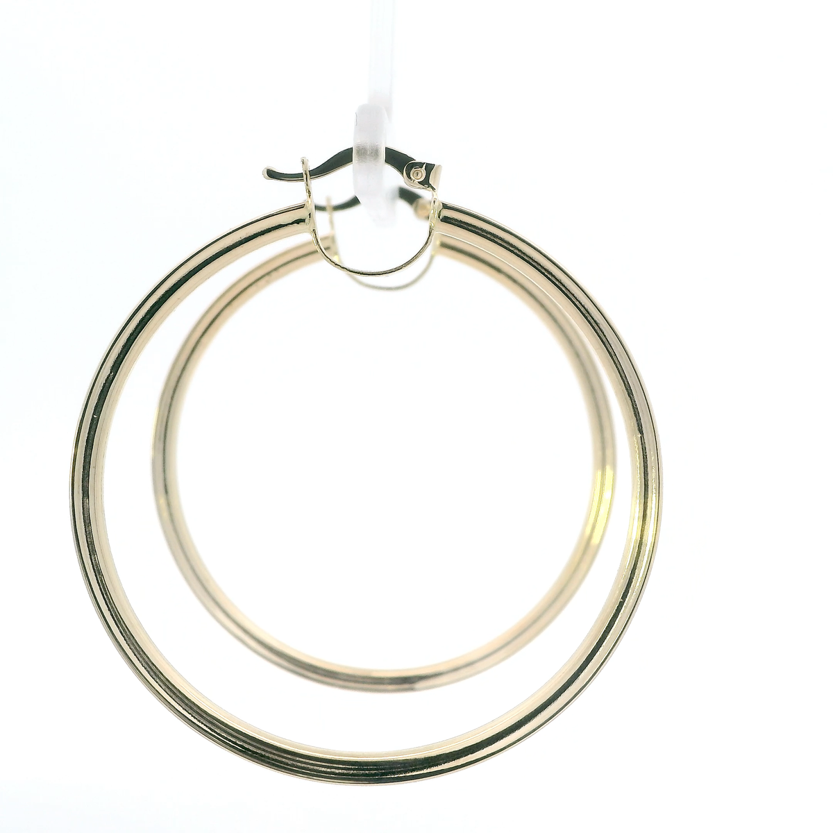14K Yellow Gold Cz Baguette Hoop Earrings