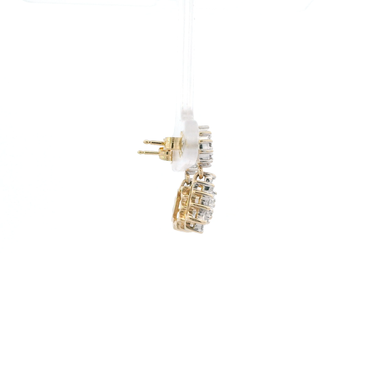14K Yellow & White Gold Double Pear Shaped Dangle Earrings