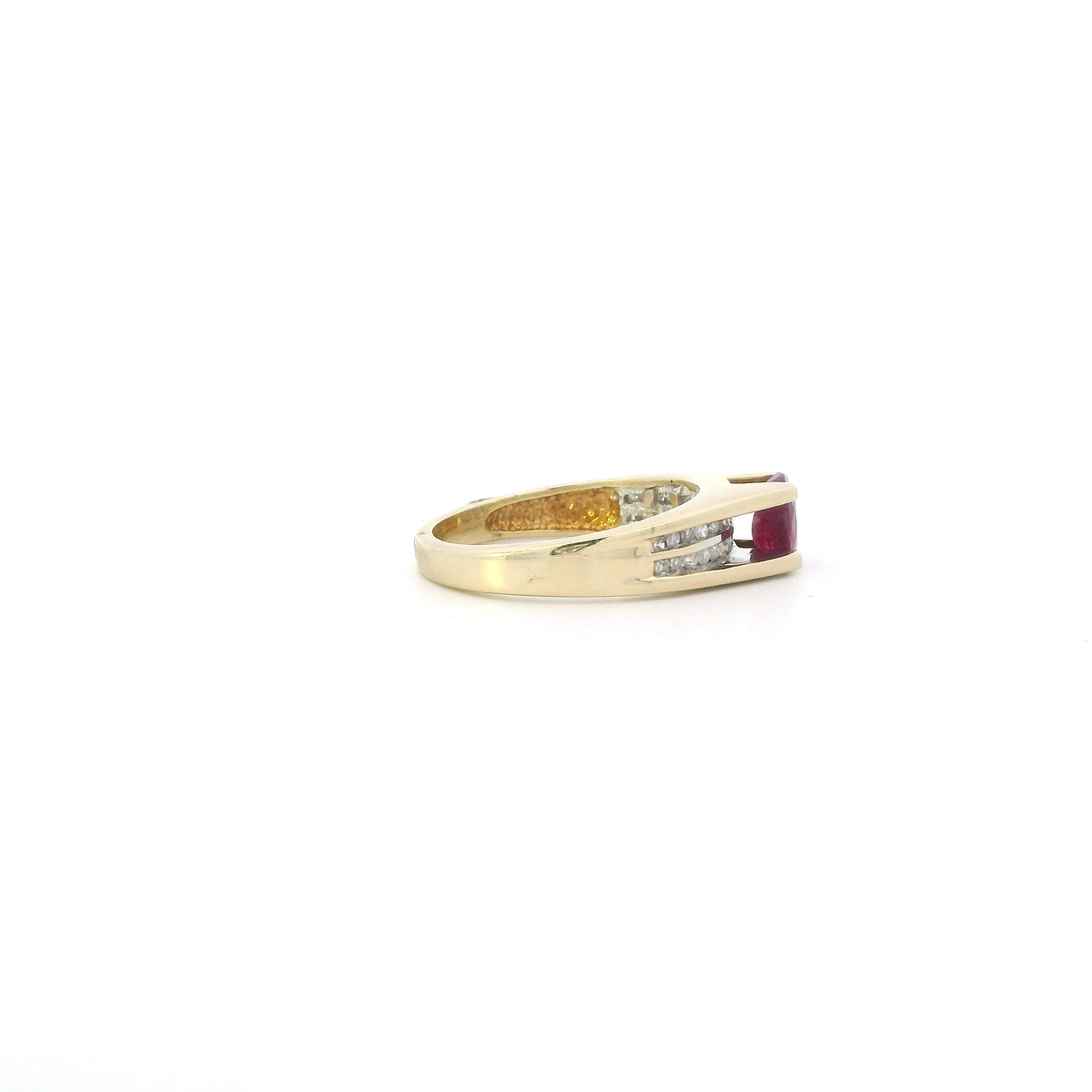 10K Yellow Gold ruby & Diamond Womens Ring - 0.21ct