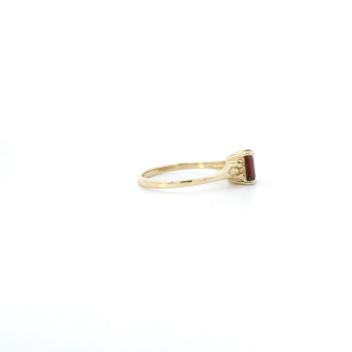 14K Yellow Gold Garnet & Diamond Womens Ring