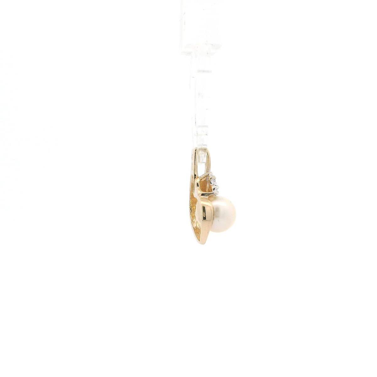 14K Yellow Gold Pearl & Diamond Pendant - 0.03ct