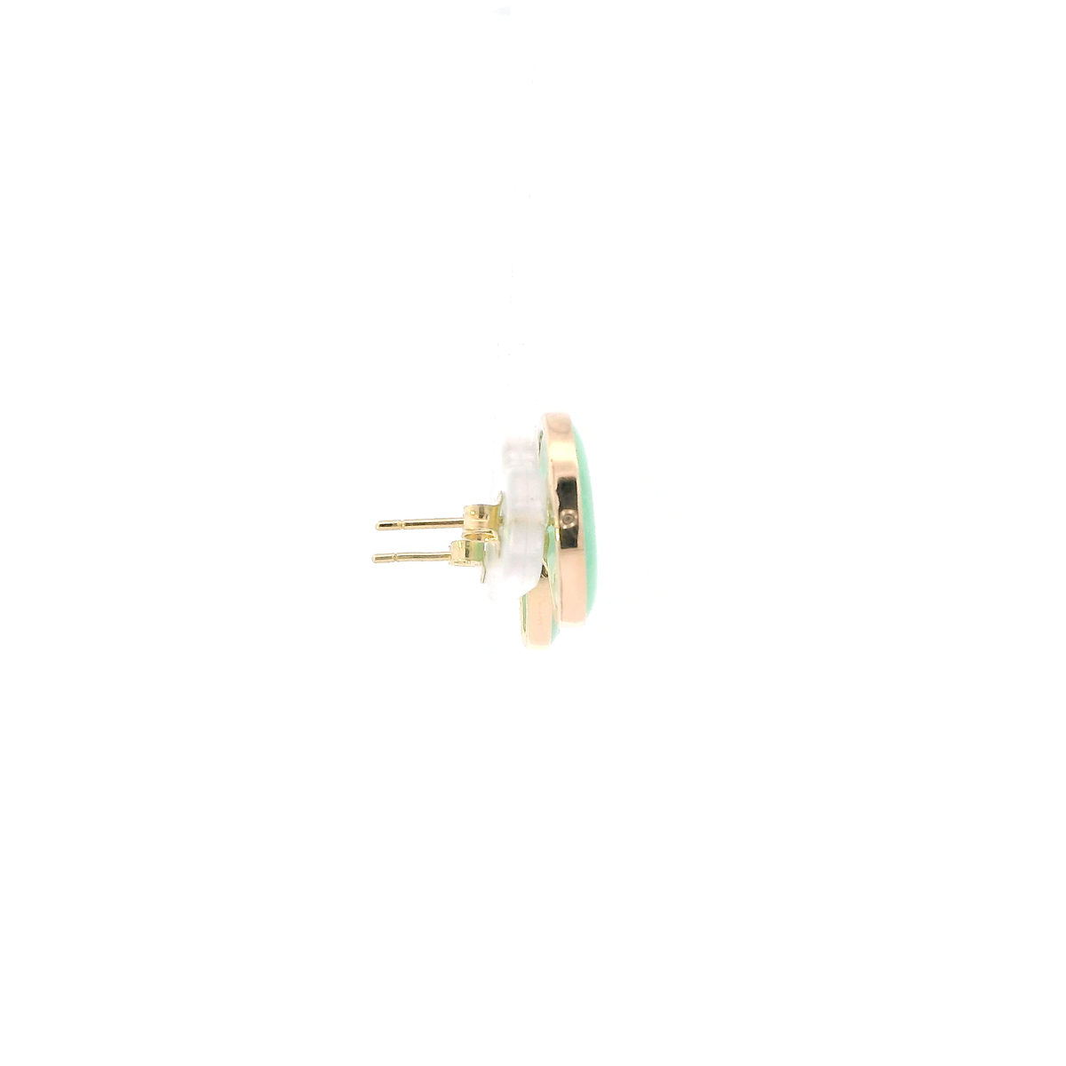 10K Yellow Gold Green Jade Stud Earrings