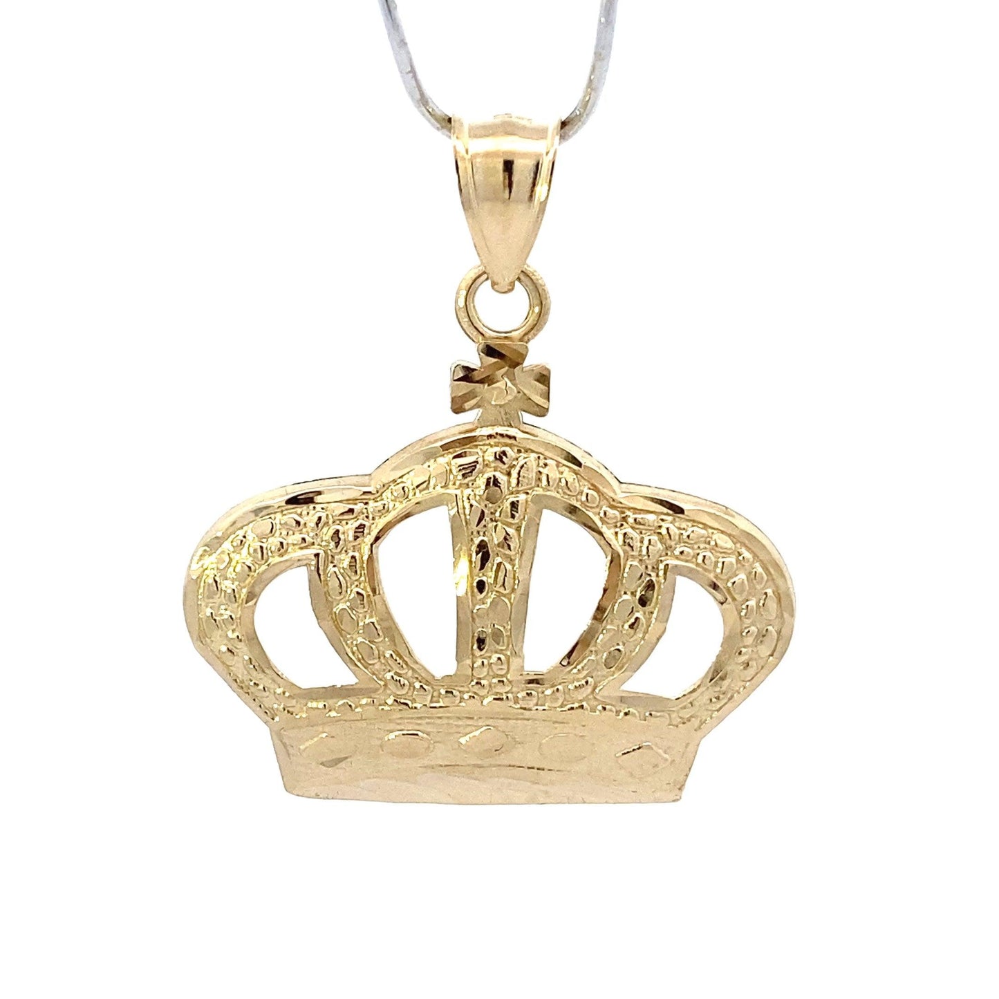 10K Yellow Gold 30x33mm Nugget Design Crown Pendant