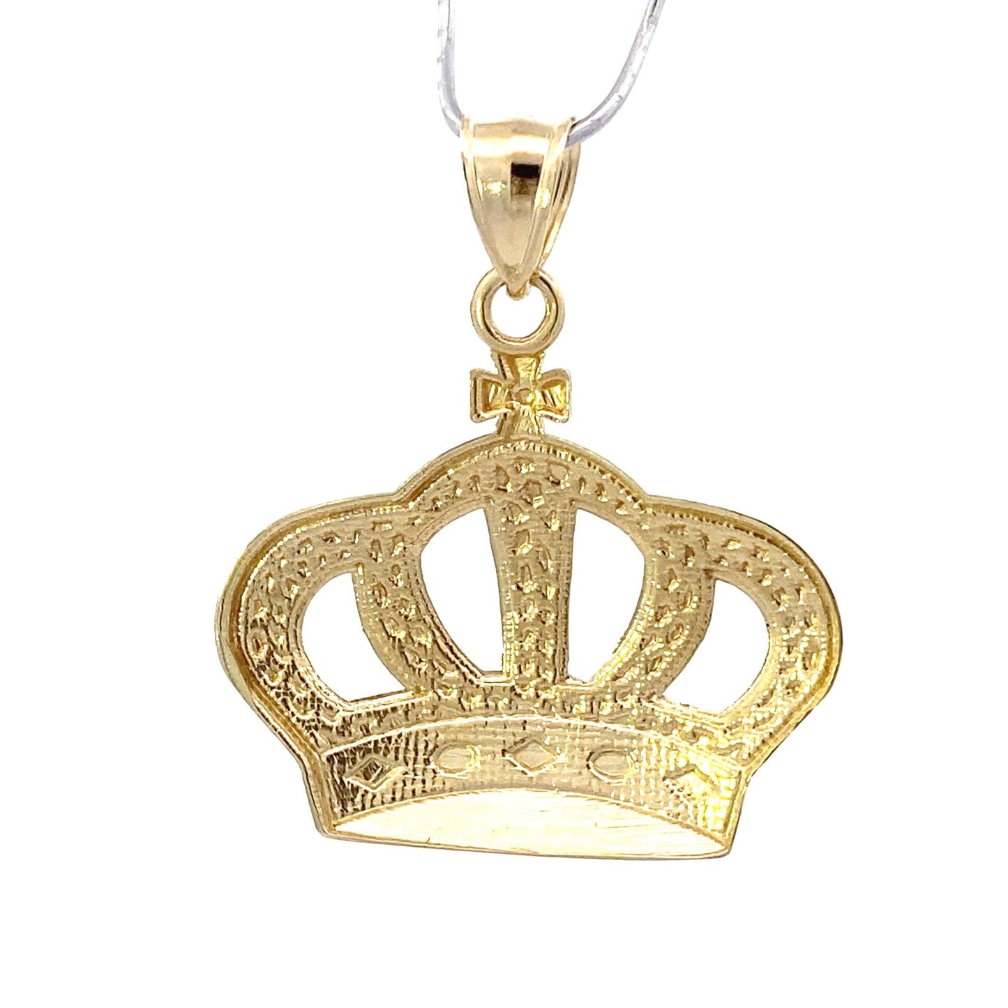 10K Yellow Gold 30x33mm Nugget Design Crown Pendant