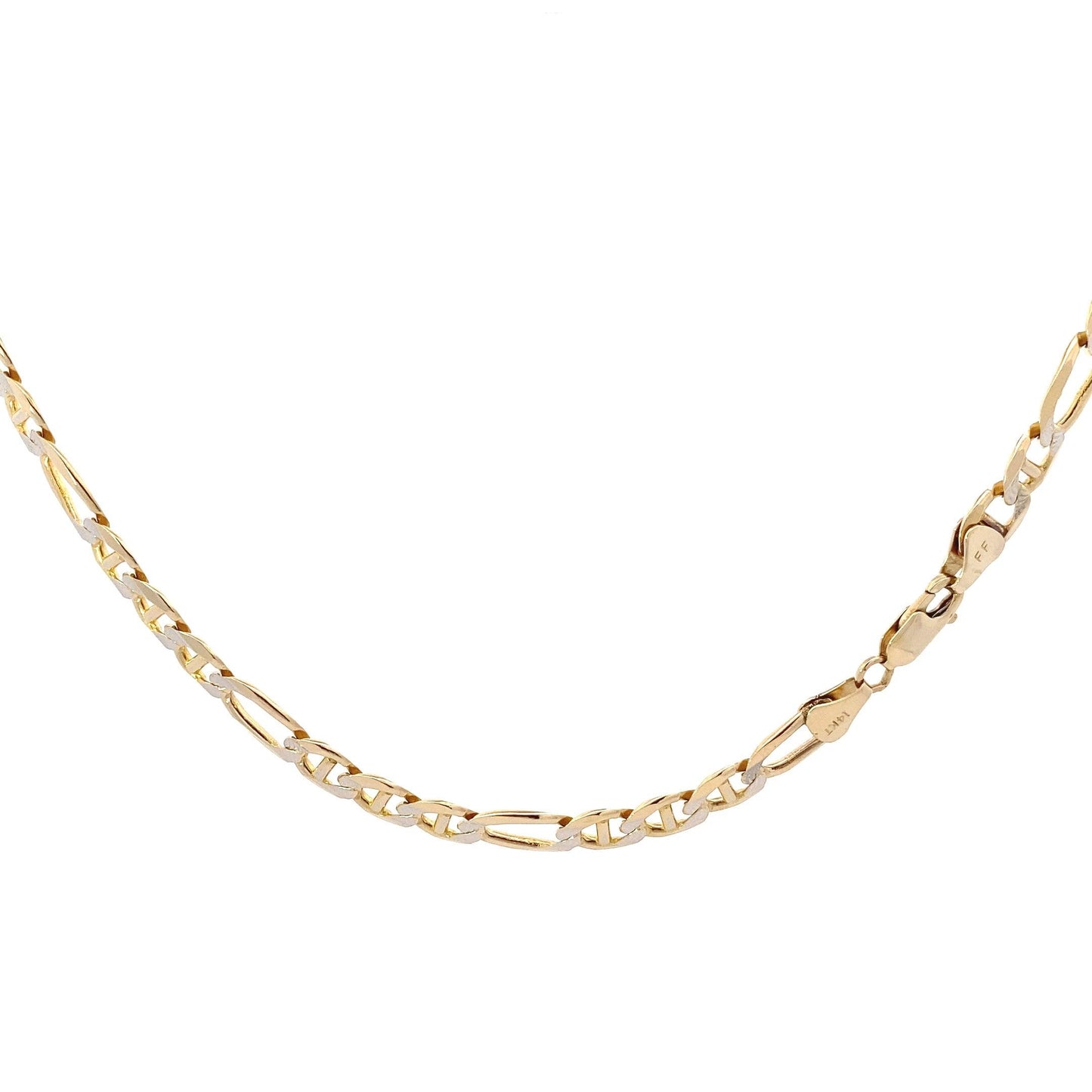 14K Yellow Gold 25" DC Figaro/Mariner Chain