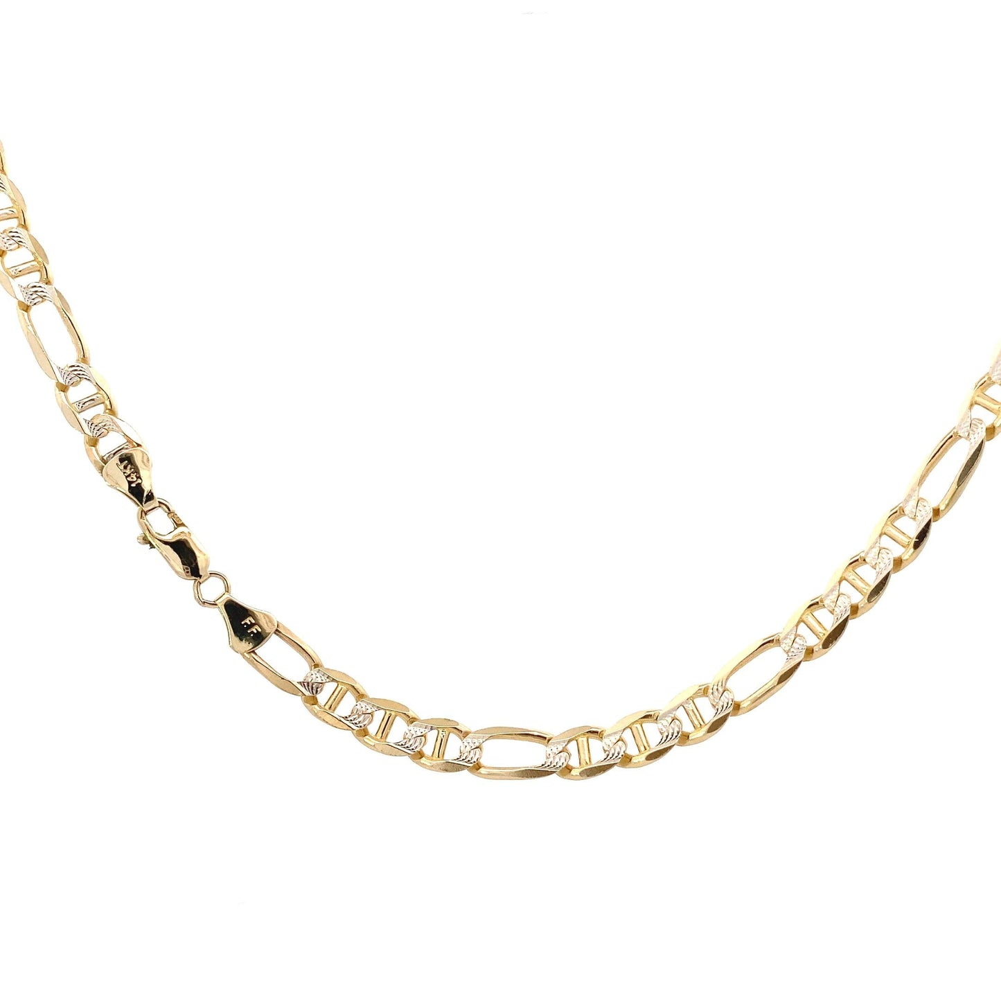 14K Yellow Gold 25" DC Figaro/Mariner Chain