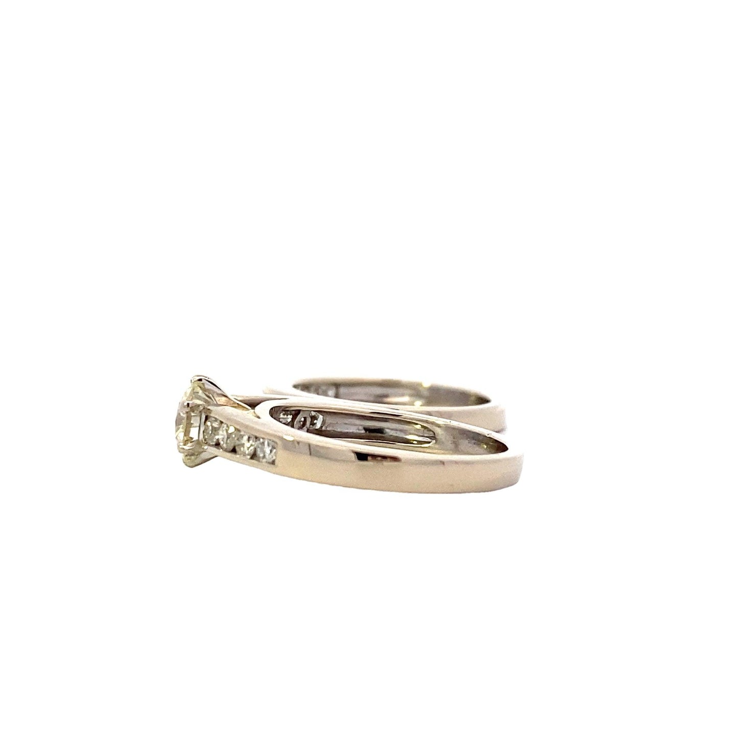 14K White Gold Diamond Engagement & Wedding Ring Set - 1.47ct