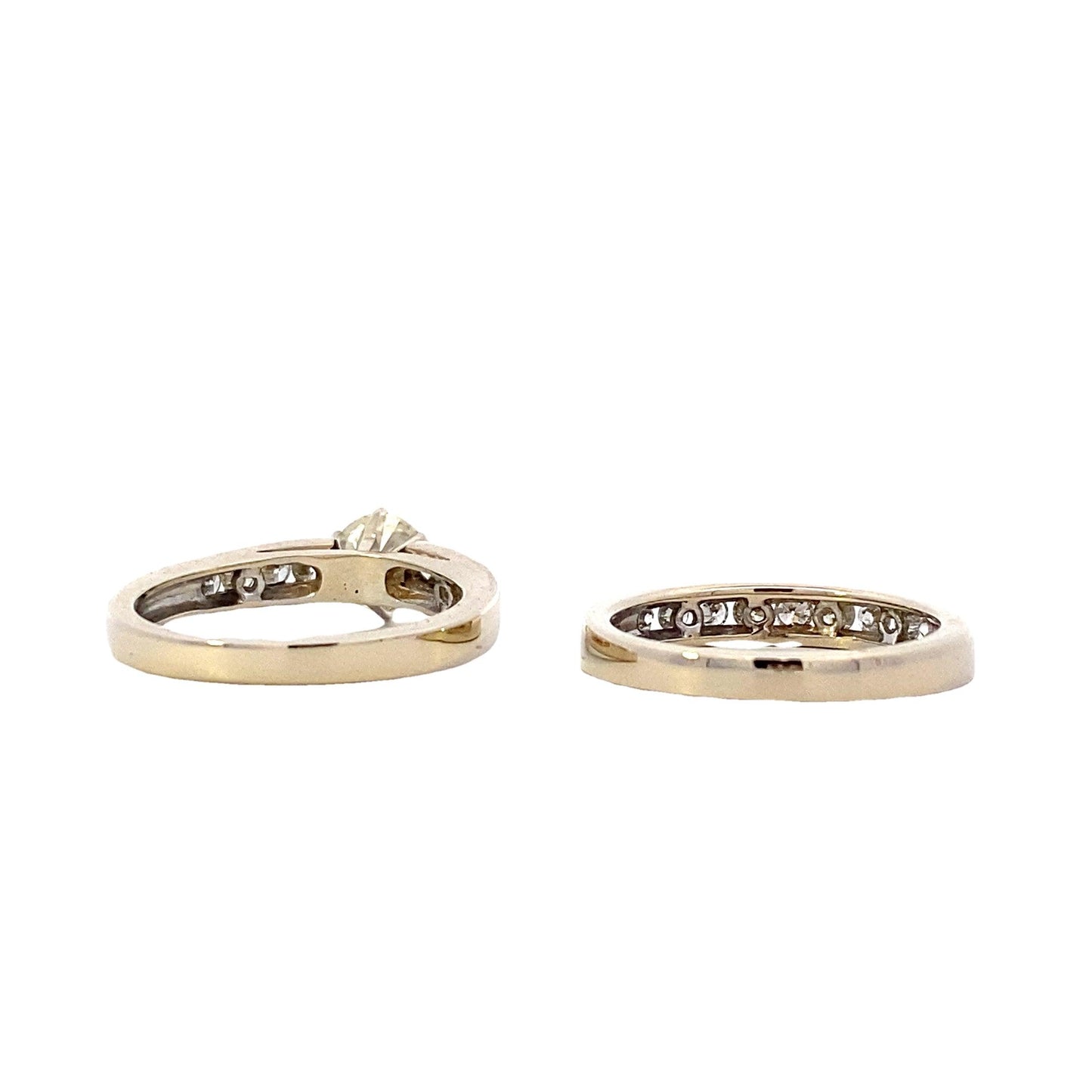 14K White Gold Diamond Engagement & Wedding Ring Set - 1.47ct