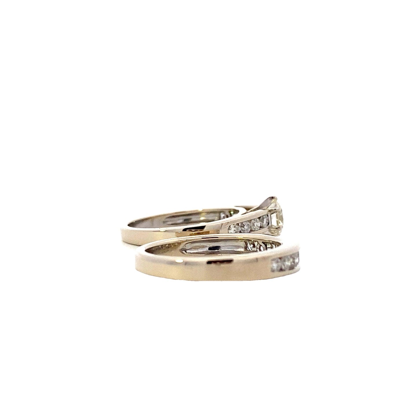 14K White Gold Diamond Engagement & Wedding Ring Set - 1.47ct