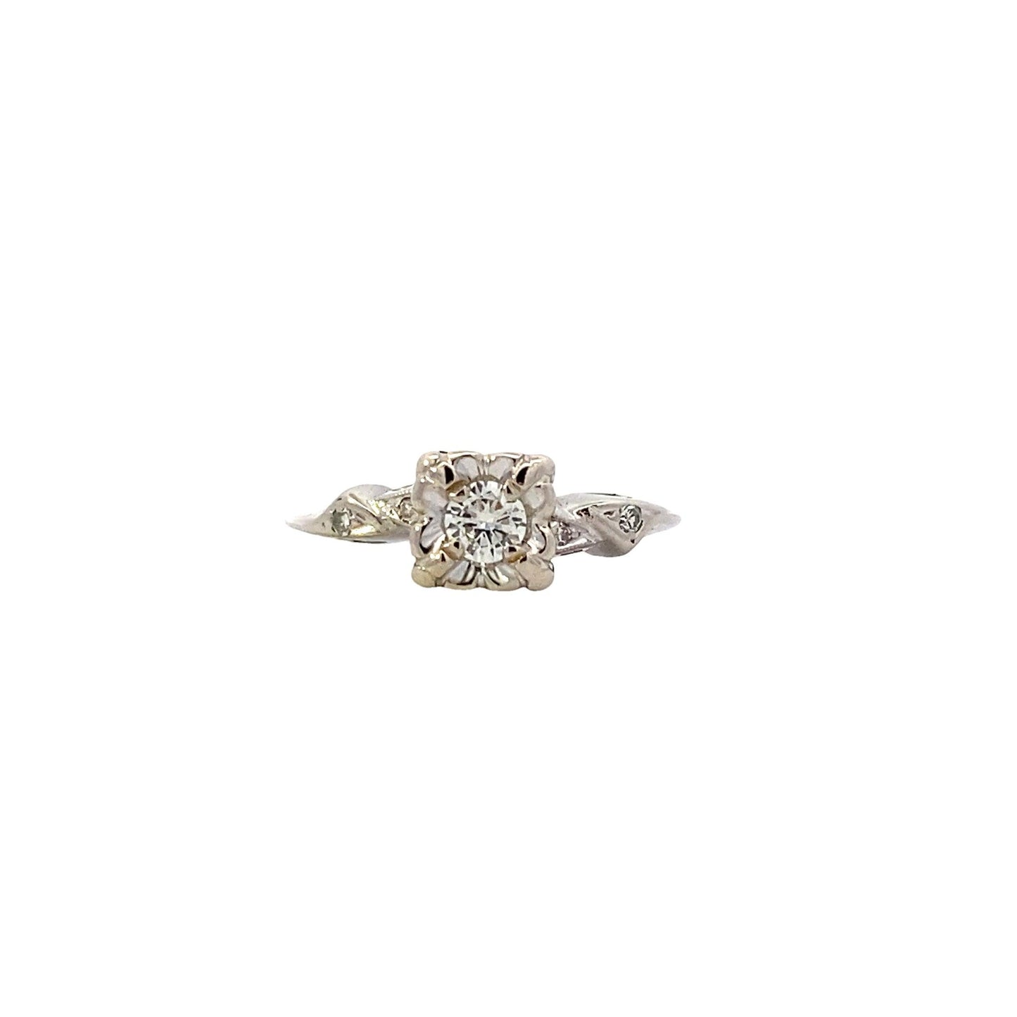 14K White Gold Diamond Women's Ring - 0.19ct