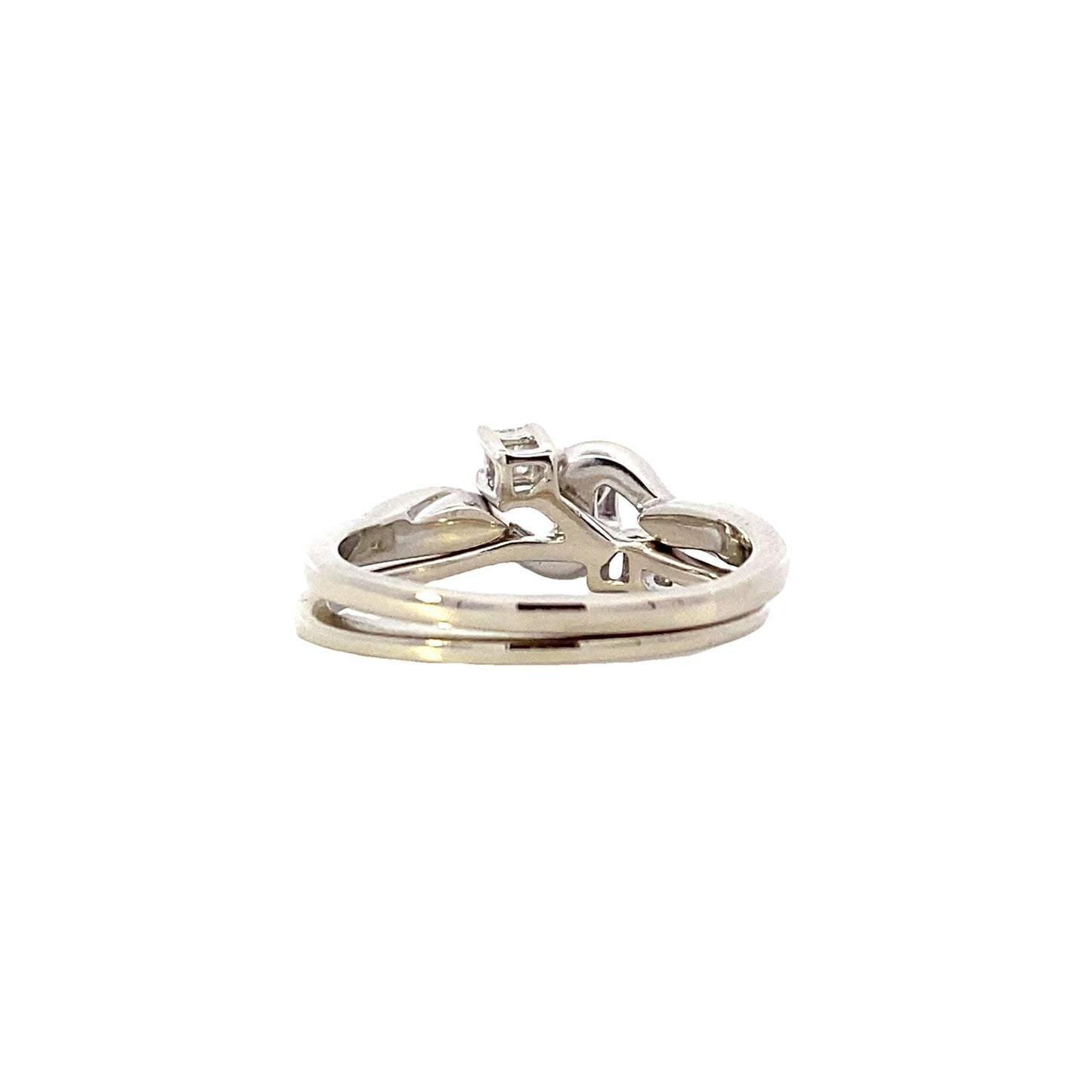 10K White Gold Diamond Engagement & Wedding Ring Set - 0.48ct