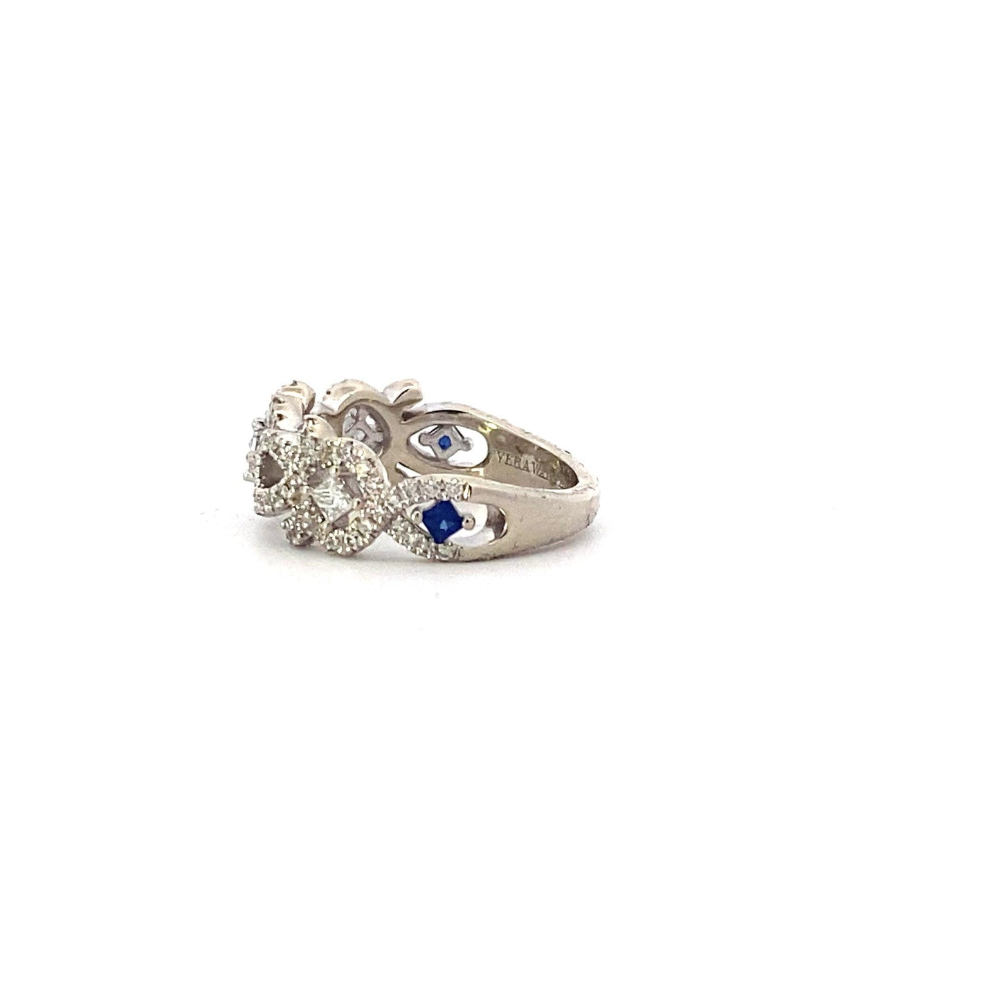 14K White Gold Diamond & Sapphire Vera Wang Love Collection Ring - 0.47ct