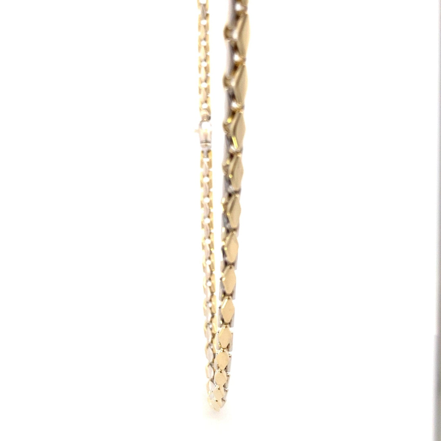 18K Yellow & White Gold 22" 5mm SQ Lobster Link Chain