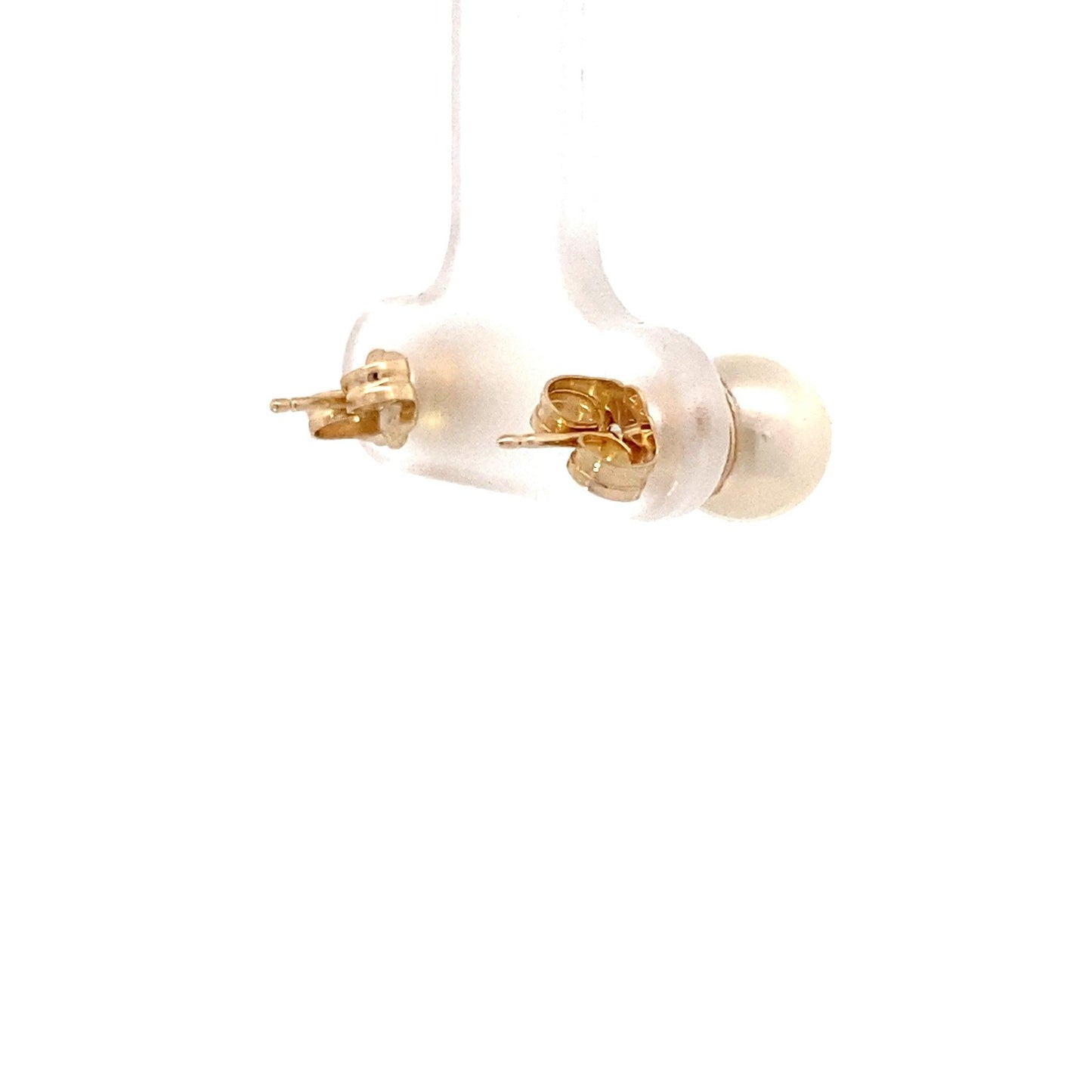 14K Yellow Gold Pearl Stud Earrings