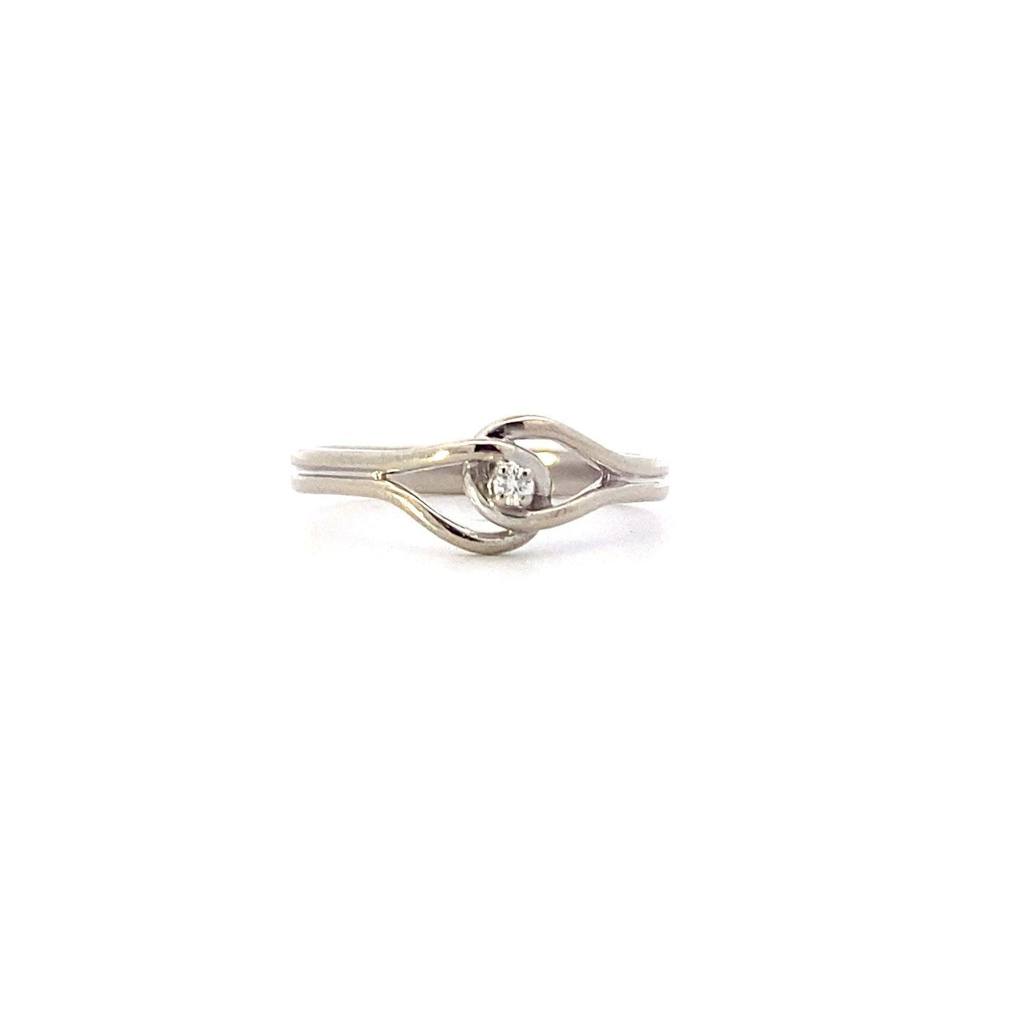 14K White Gold Womens Diamond Ring - 0.02ct