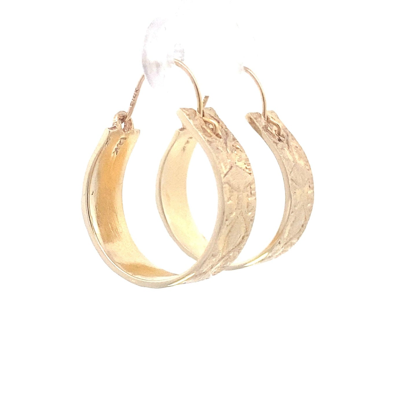 14K Yellow Gold Fancy Design Hoop Earrings