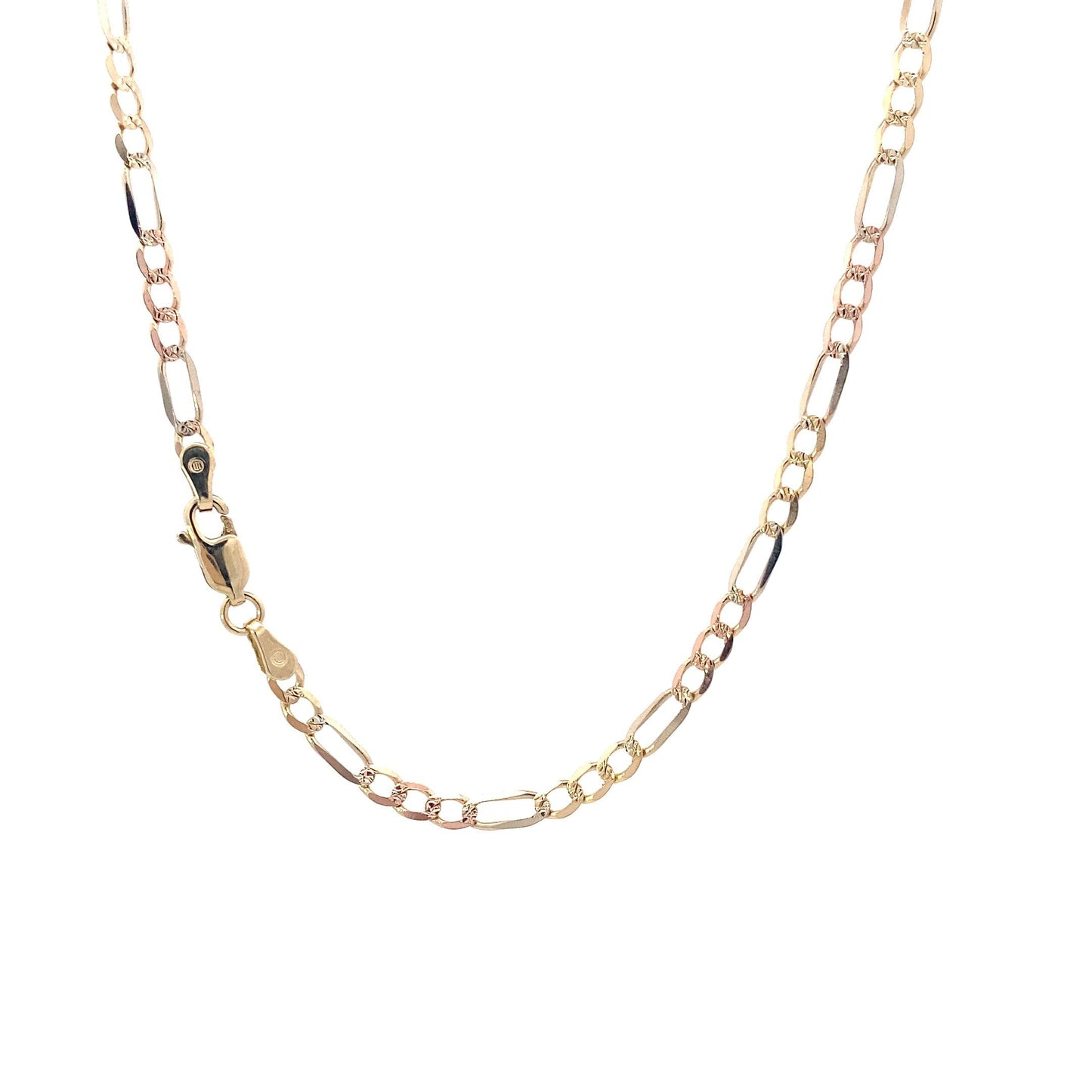 14K Tri Colored Gold 16" Figaro Chain