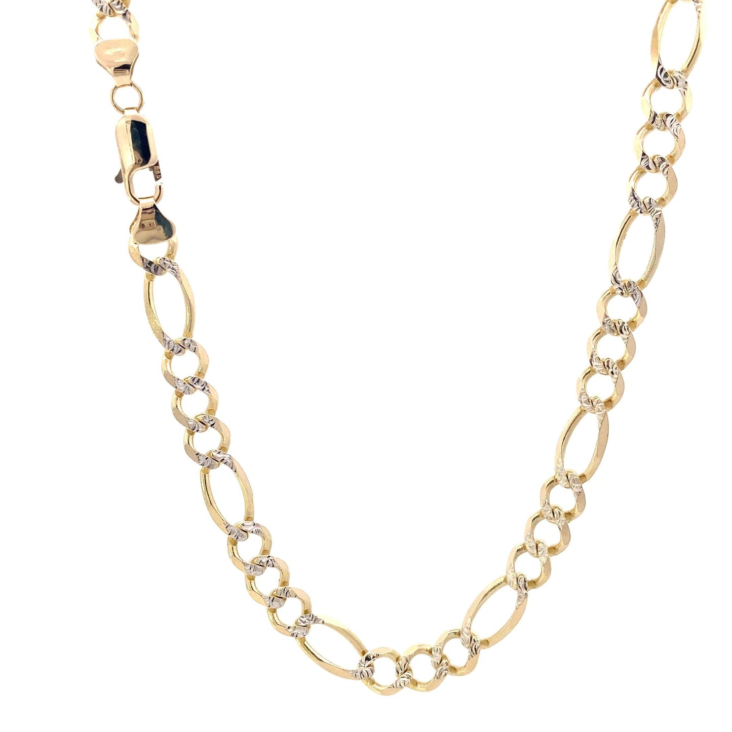 14K Yellow Gold Diamond Cut Figaro Link Chain