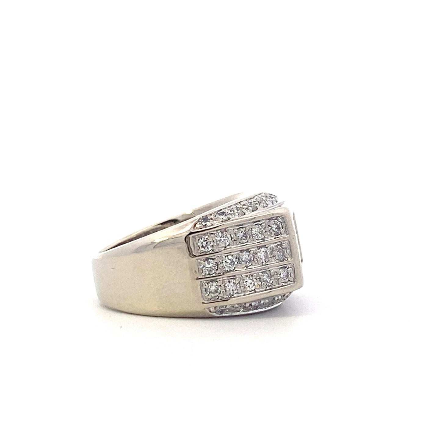 14K White Gold And Diamond Mens Ring - 1.63ct