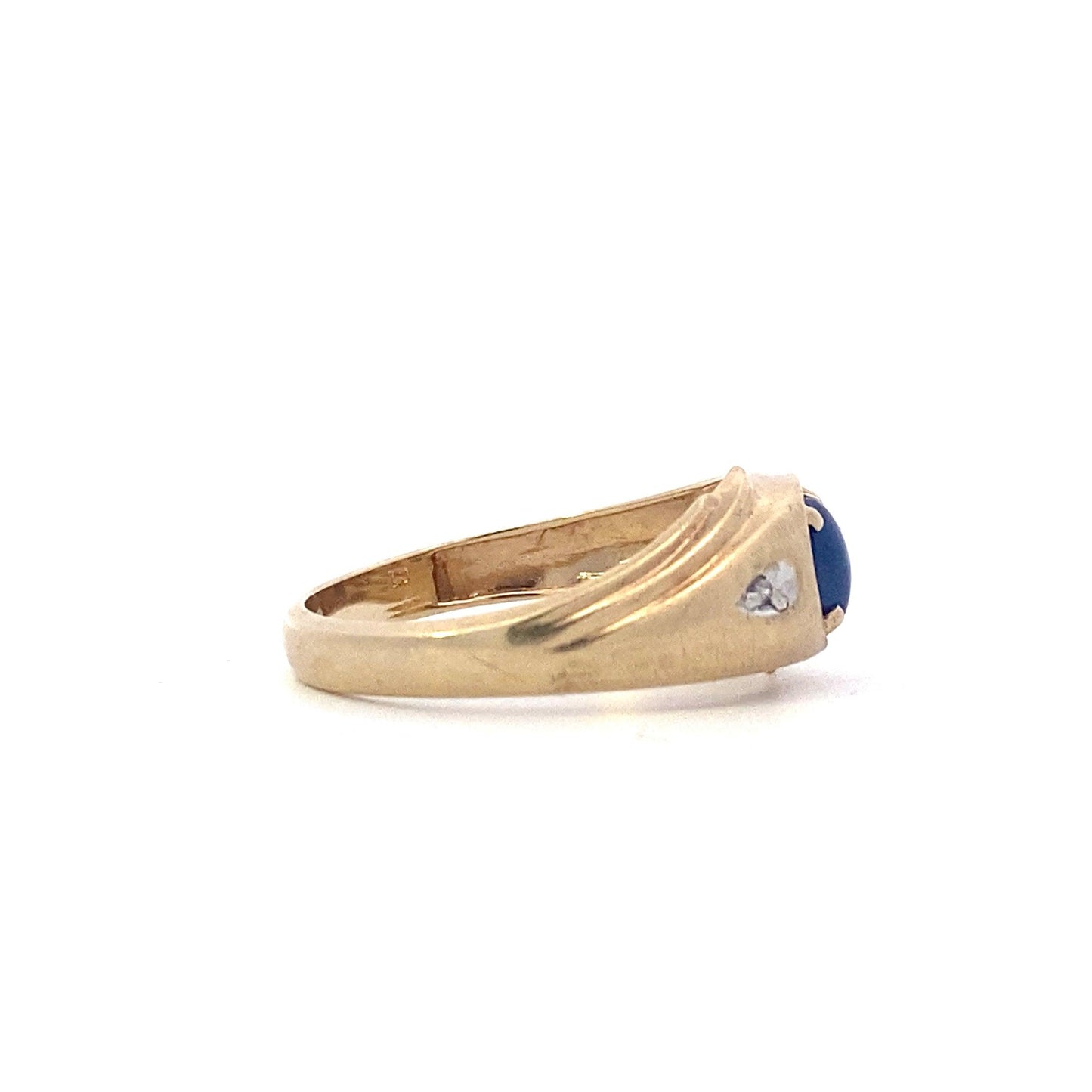 10K Yellow Gold And Oval Blue Sapphire Diamond Ring