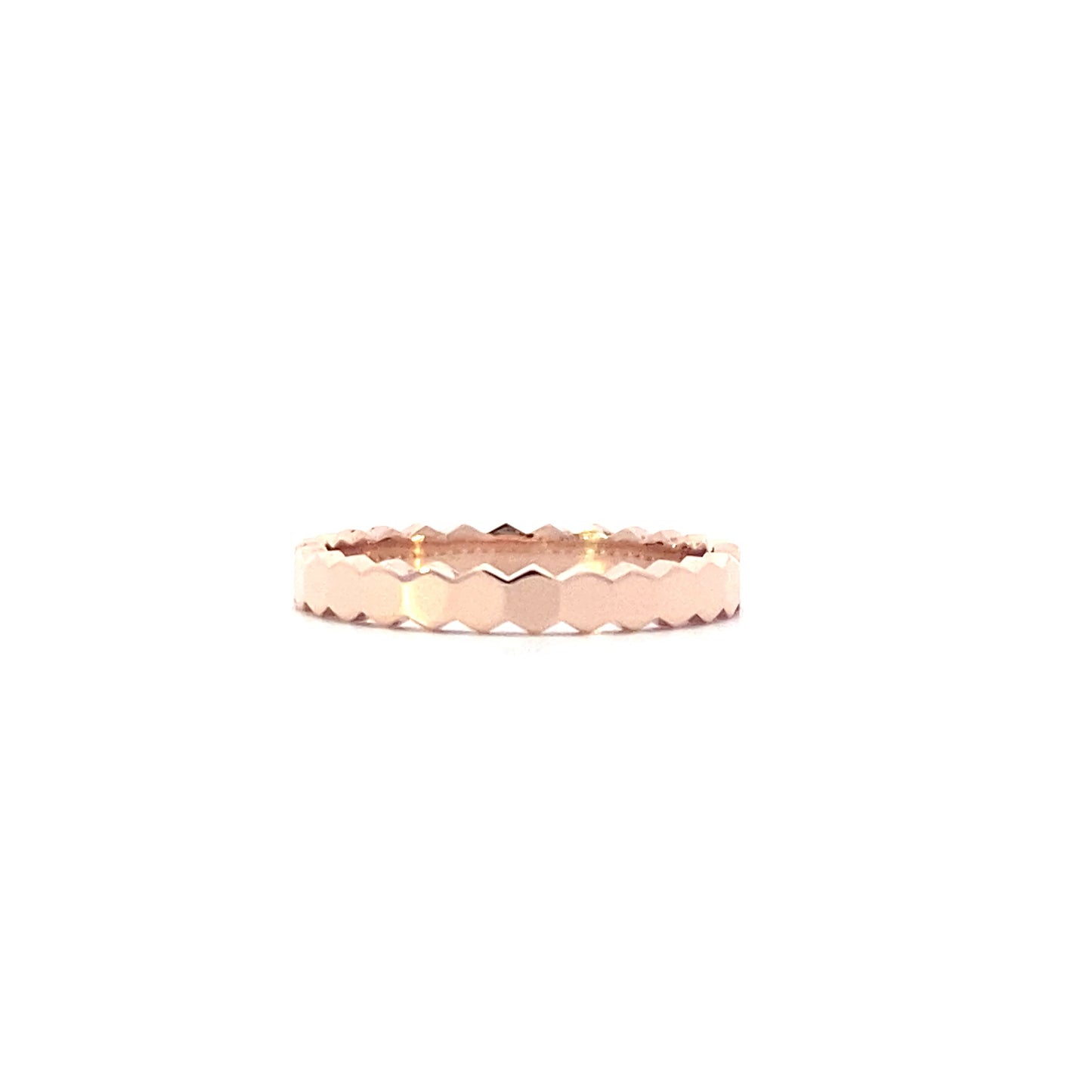 18K Rose Gold Hexagon Pattern Ring