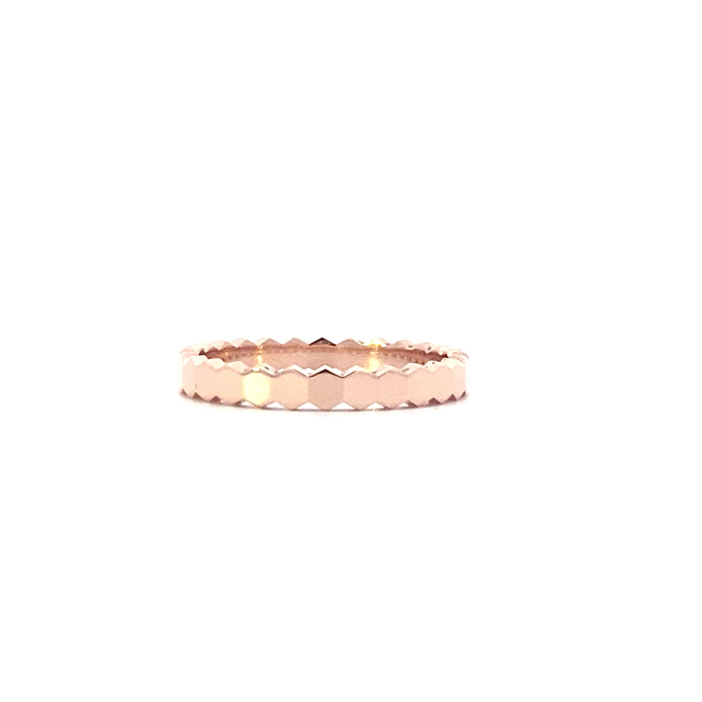 18K Rose Gold Hexagon Pattern Ring