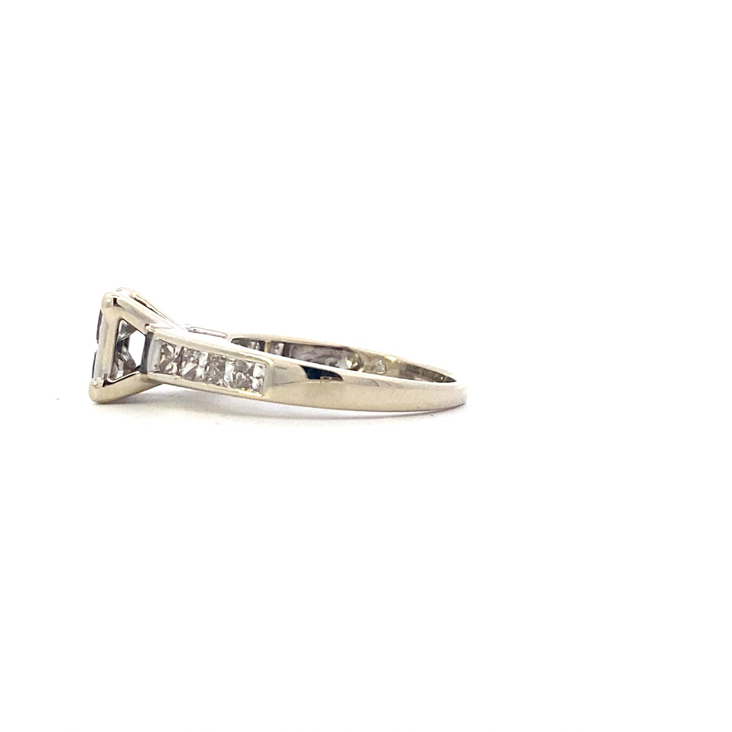 14K White Gold Diamond Square Women's Ring - 1.68ct