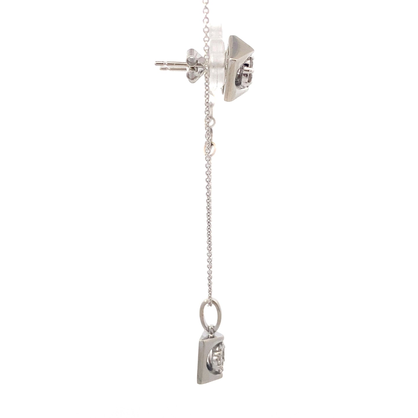 14K White Gold Diamond Earrings & Necklace Set - 0.49ct