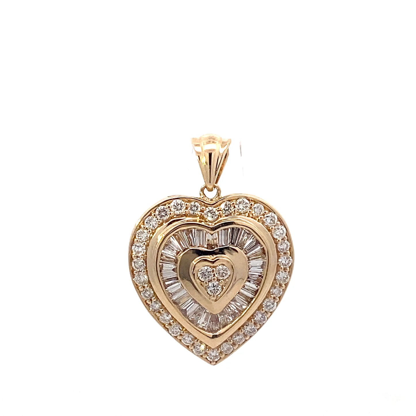 14K Yellow Gold Diamond Heart Pendant - 0.99ct