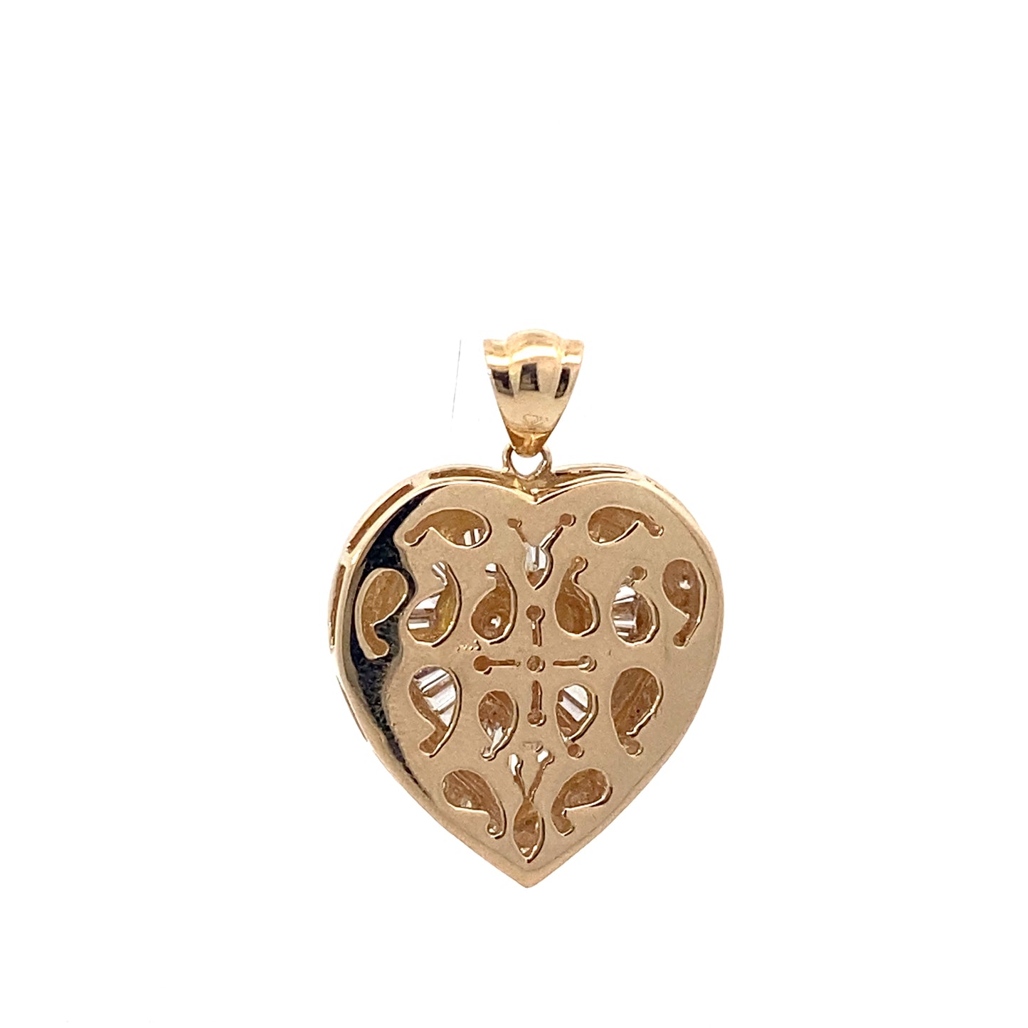 14K Yellow Gold Diamond Heart Pendant - 0.99ct