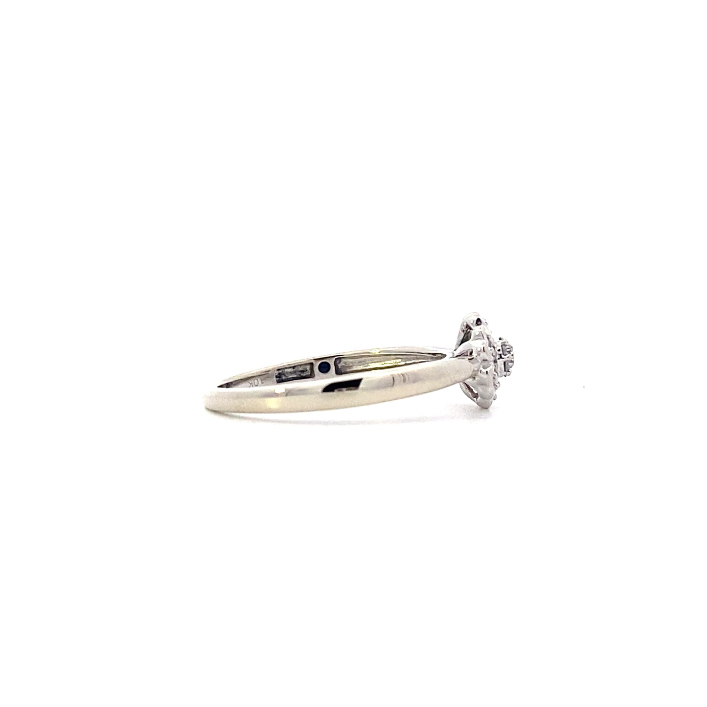 10K White Gold Women's Diamond Flower Hearts Ring