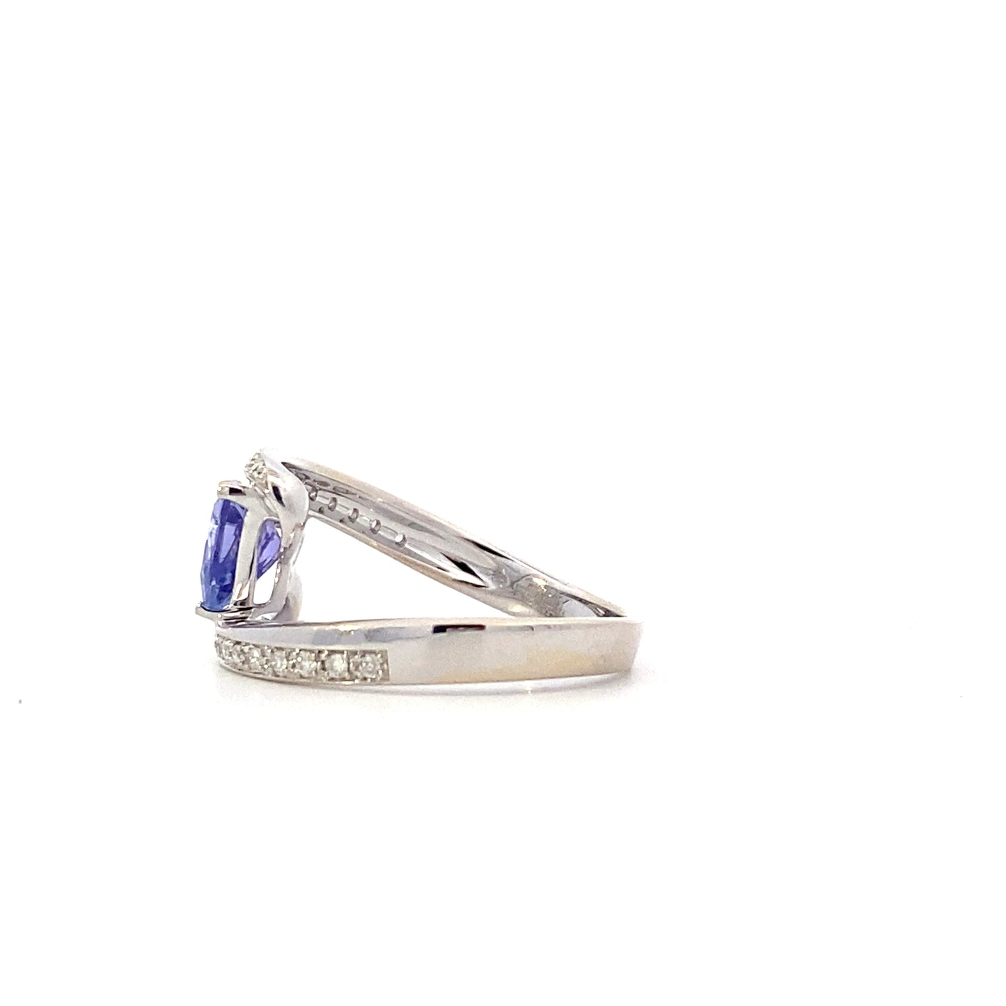 14K White Gold Tanzanite & Diamond Women's Ring - 0.15ct